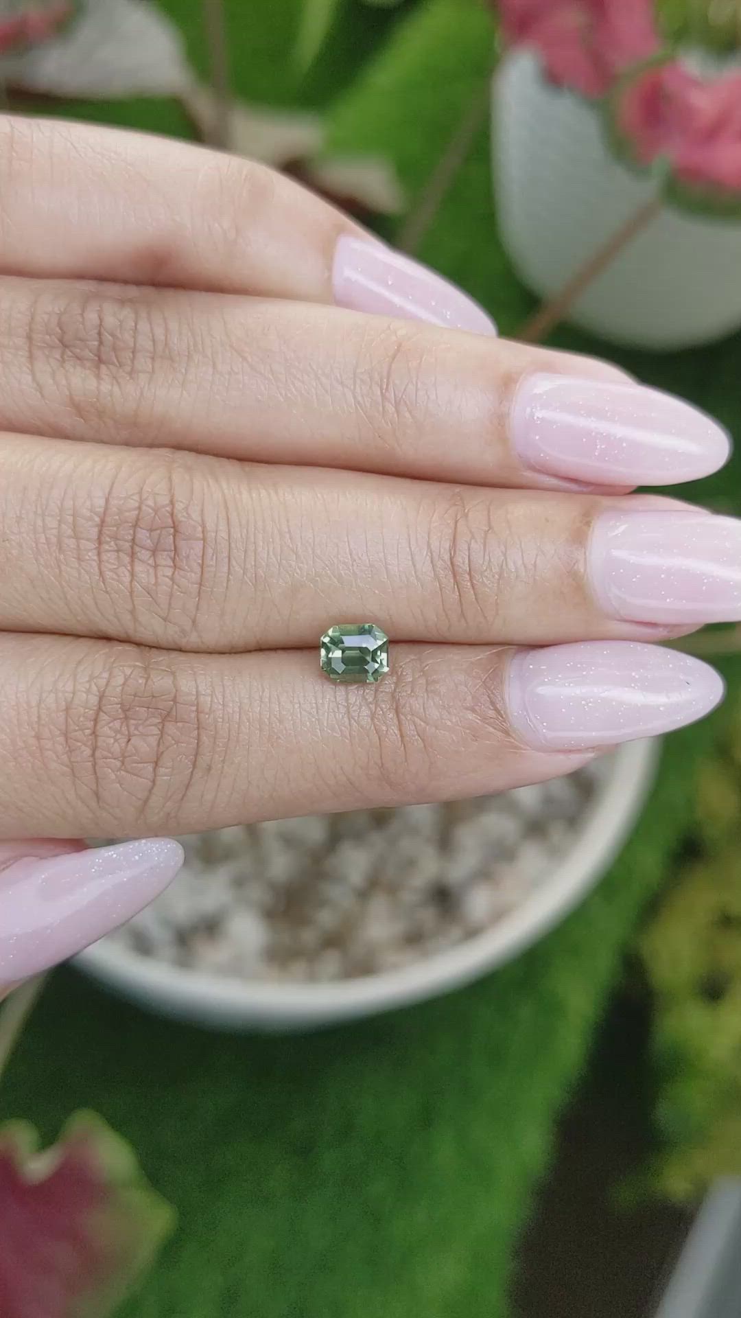 1.10 Ct. Bluish Green Sapphire from Madagascar Size Video