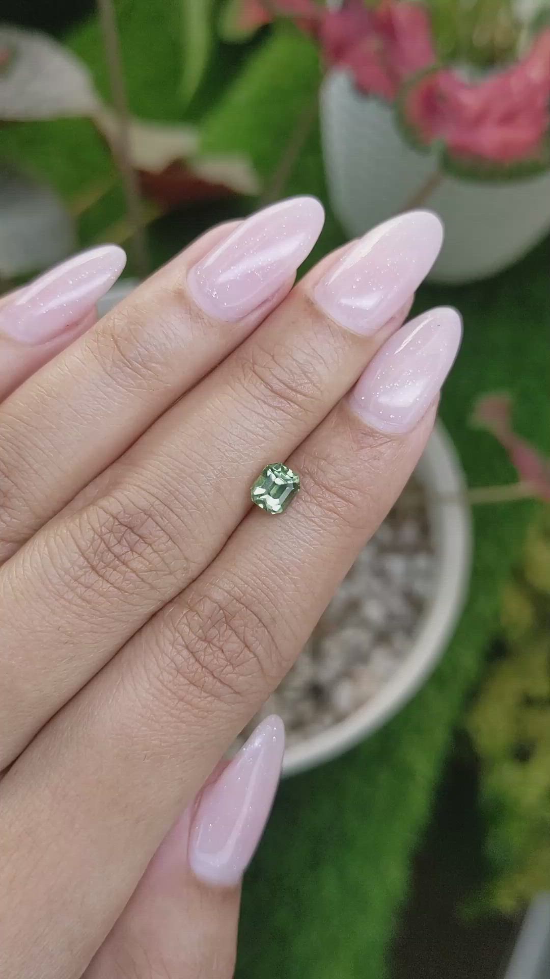 1.10 Ct. Bluish Green Sapphire from Madagascar Size Video