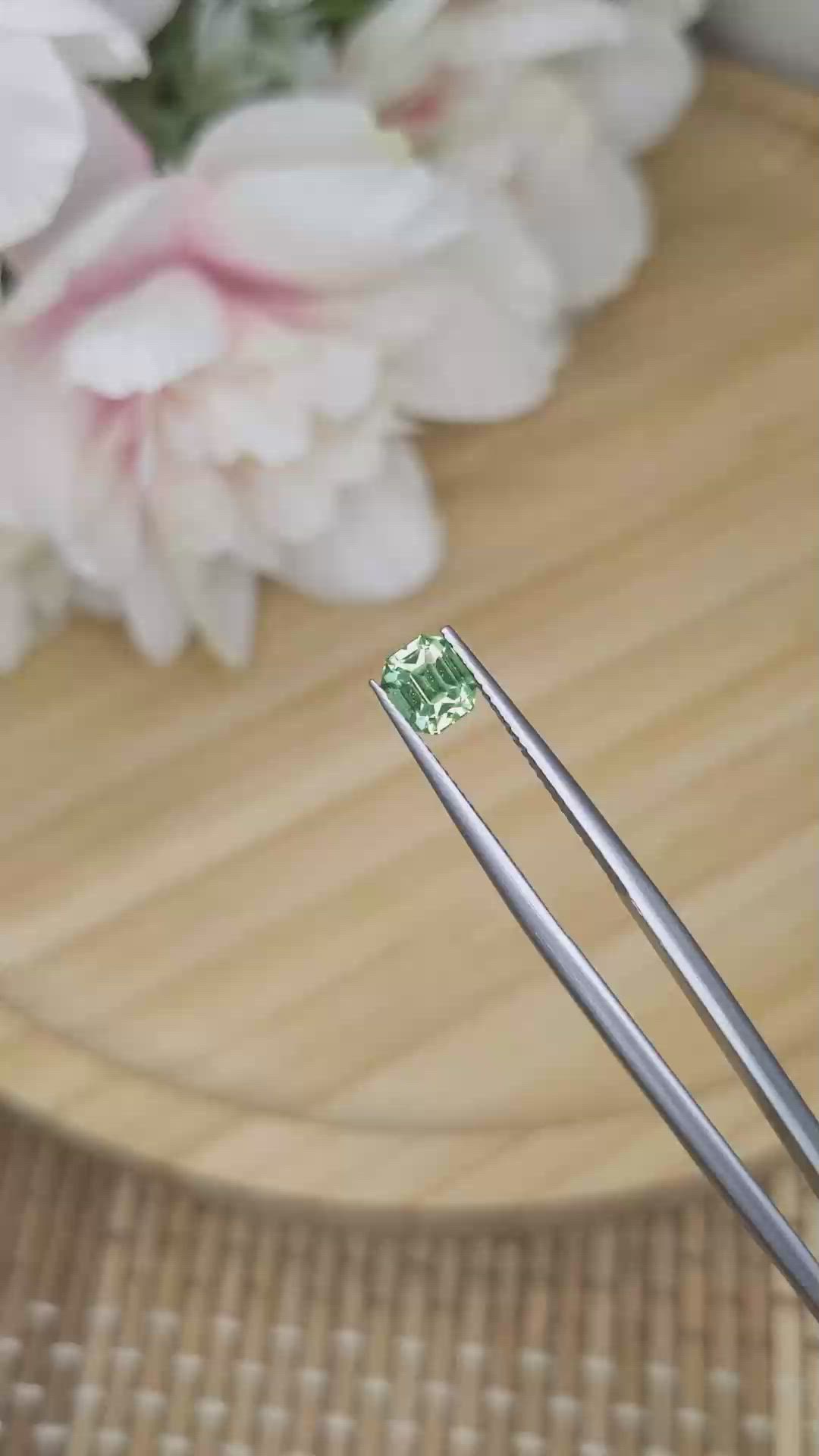 1.10 Ct. Bluish Green Sapphire from Madagascar Size Video