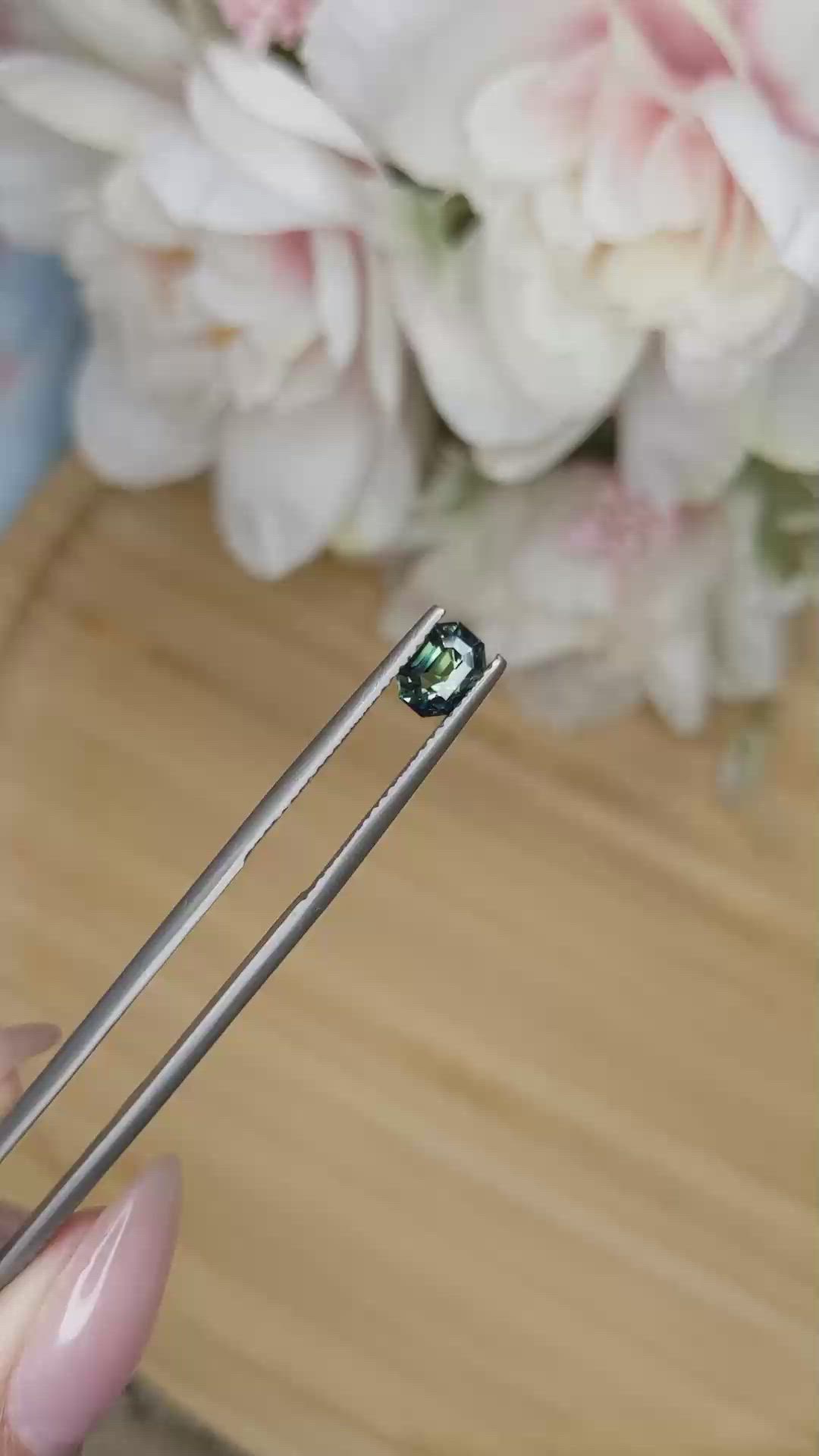 1.00 Ct. Bluish Green Sapphire from Madagascar Size Video