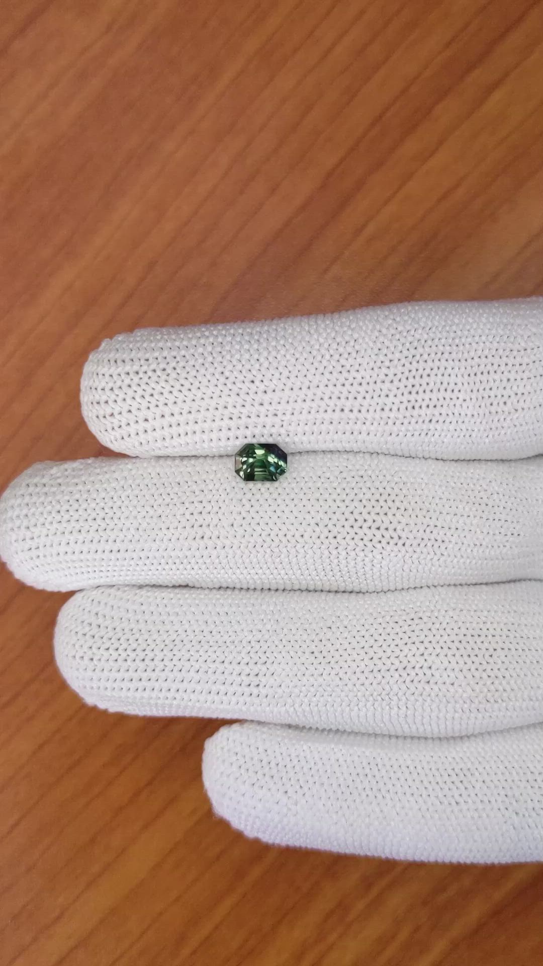 1.00 Ct. Bluish Green Sapphire from Madagascar Size Video