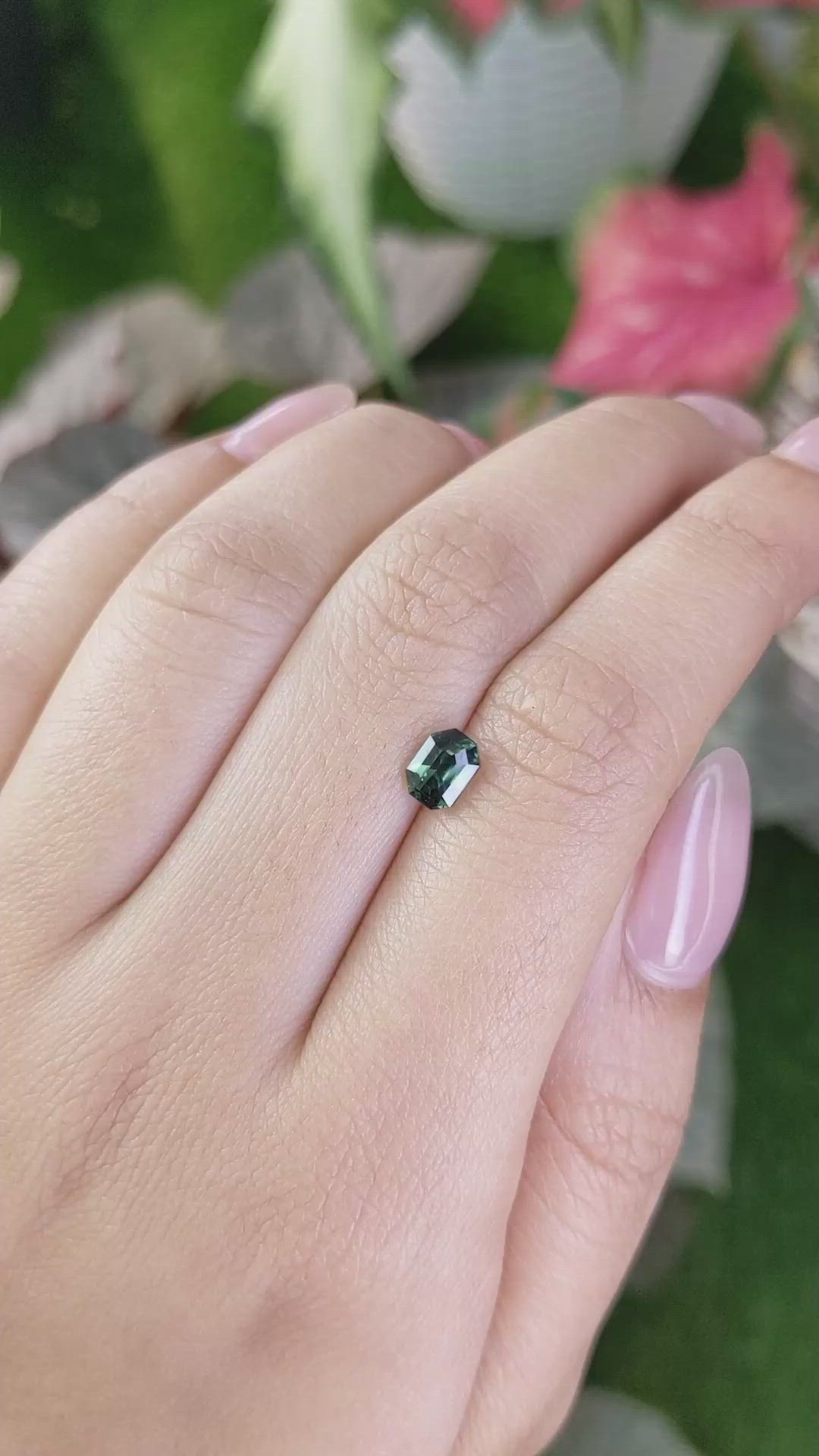 1.00 Ct. Bluish Green Sapphire from Madagascar Size Video