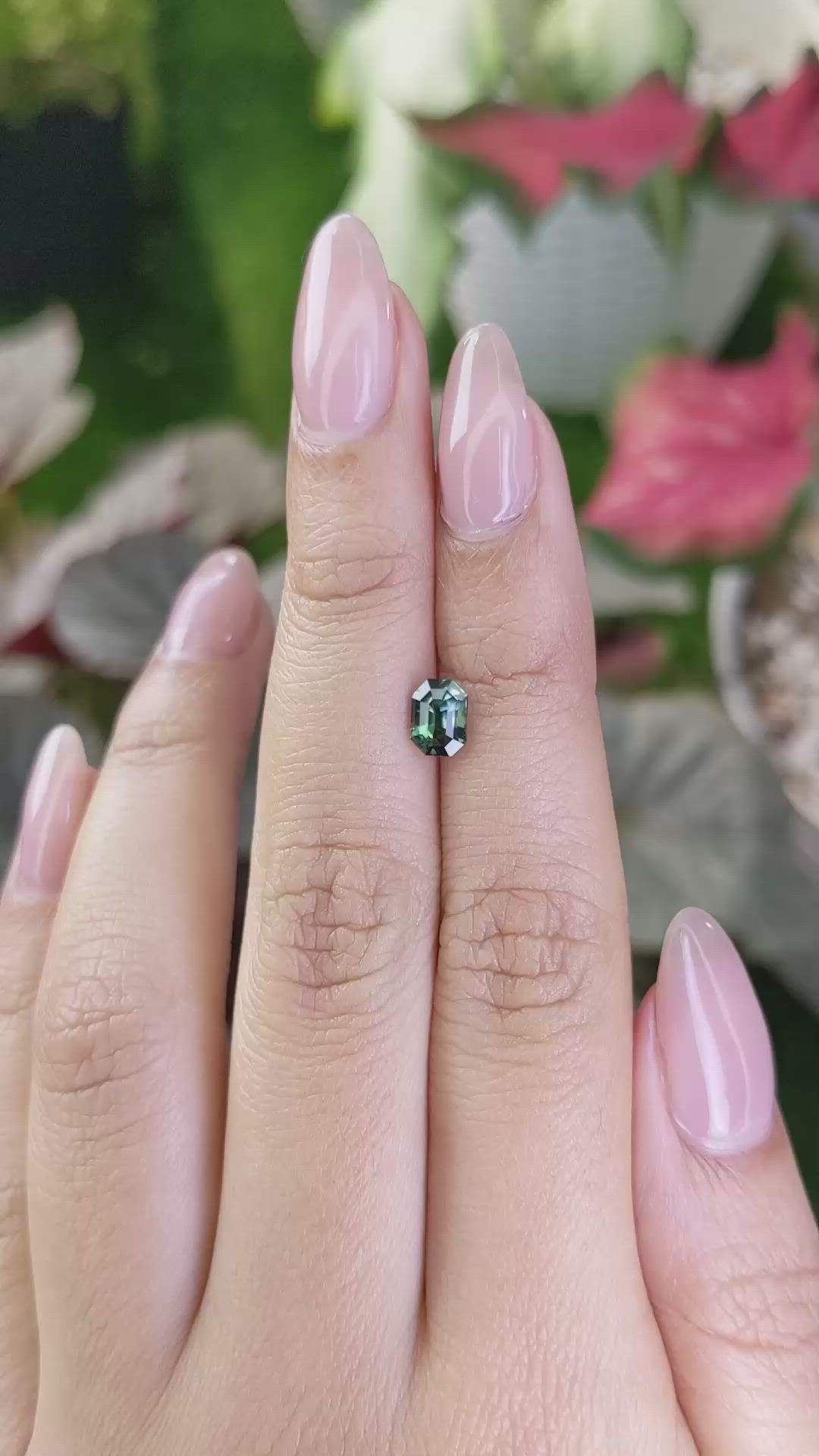 1.00 Ct. Bluish Green Sapphire from Madagascar Size Video