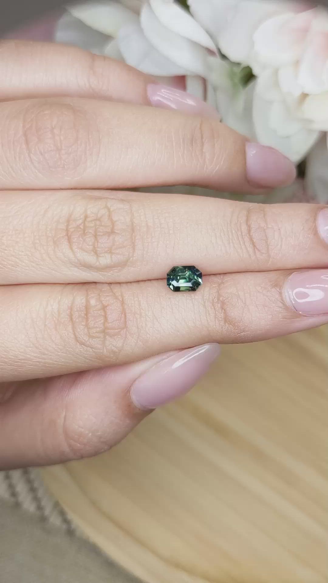 1.00 Ct. Bluish Green Sapphire from Madagascar Size Video