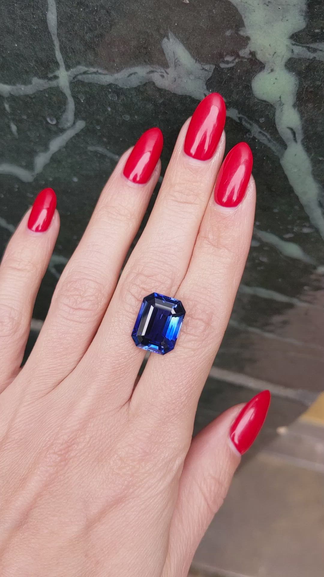 12.74 Ct. Blue Sapphire from Ceylon (Sri Lanka) Size Video