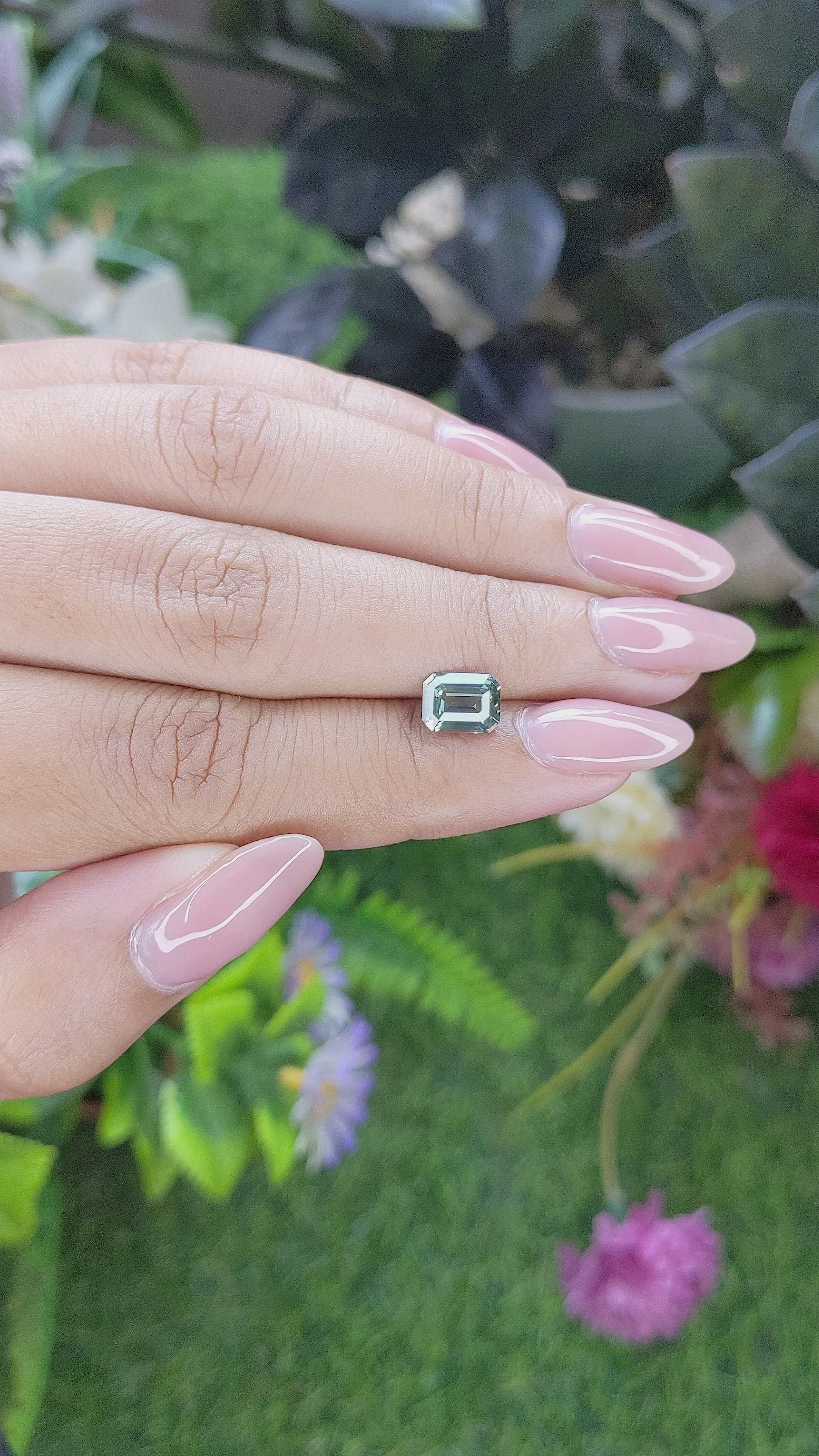 1.56 Ct. Bluish Green Sapphire from Tanzania Size Video