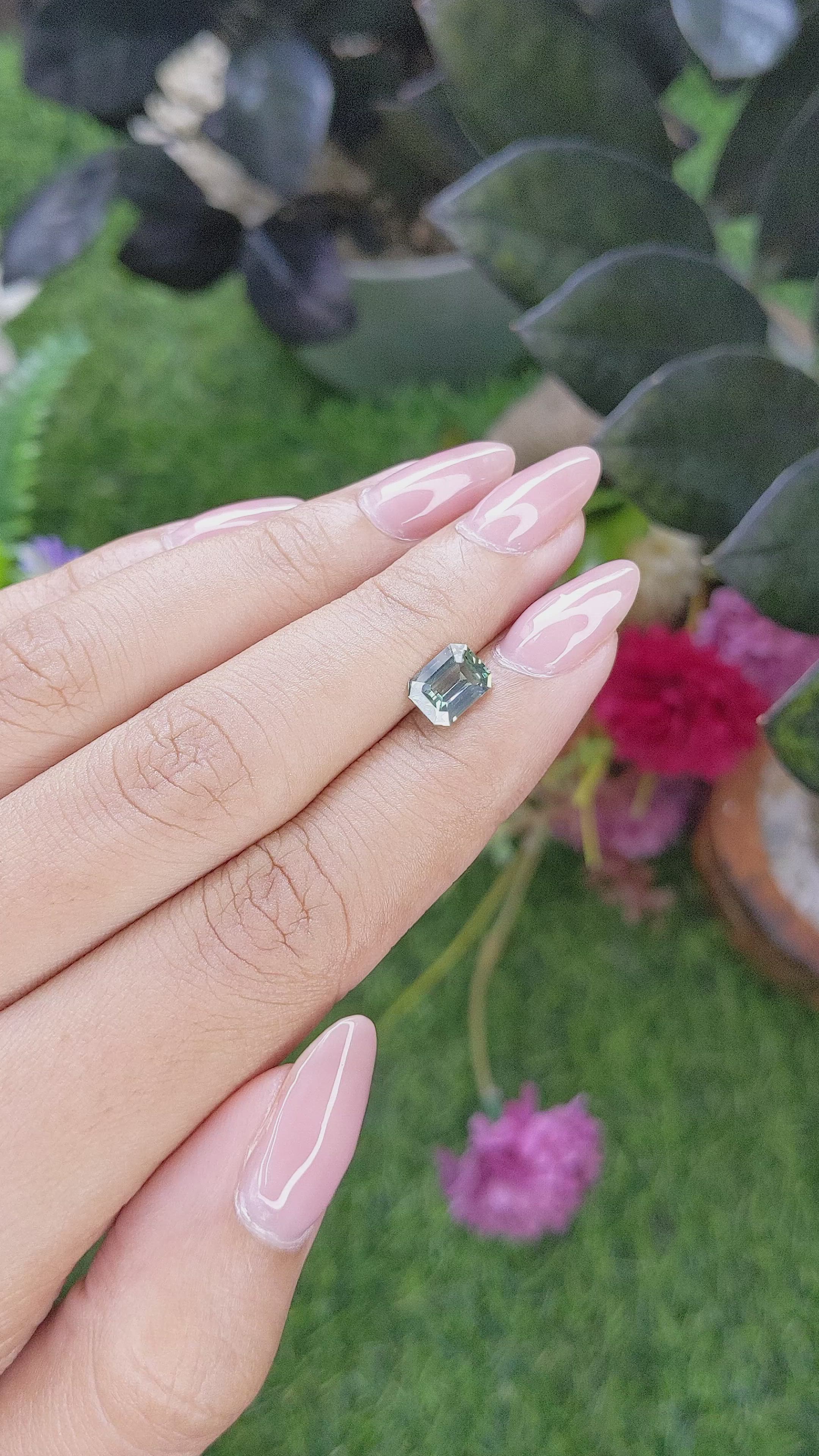 1.56 Ct. Bluish Green Sapphire from Tanzania Size Video