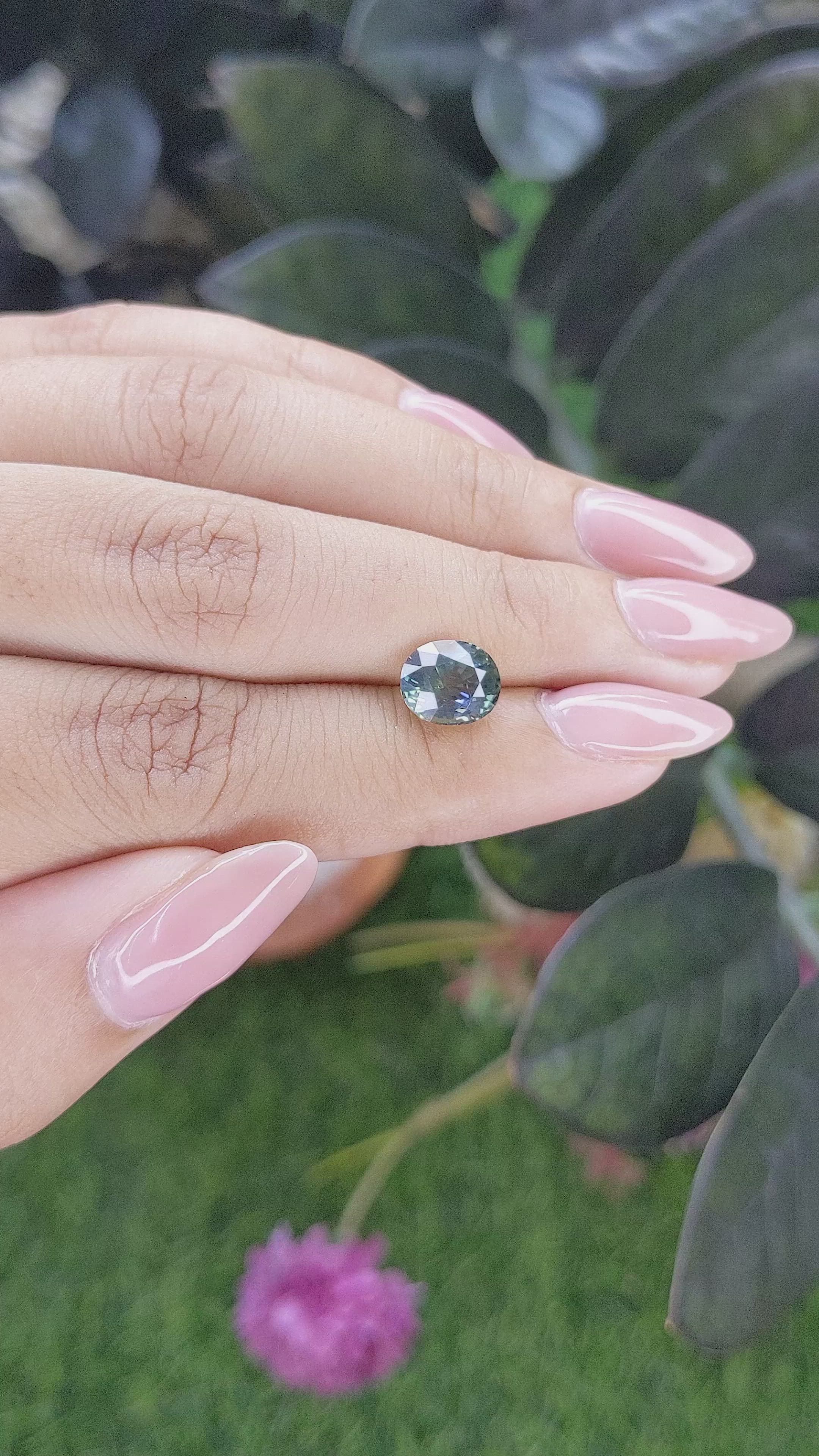 2.60 Ct. Bluish Green Sapphire from Tanzania Size Video