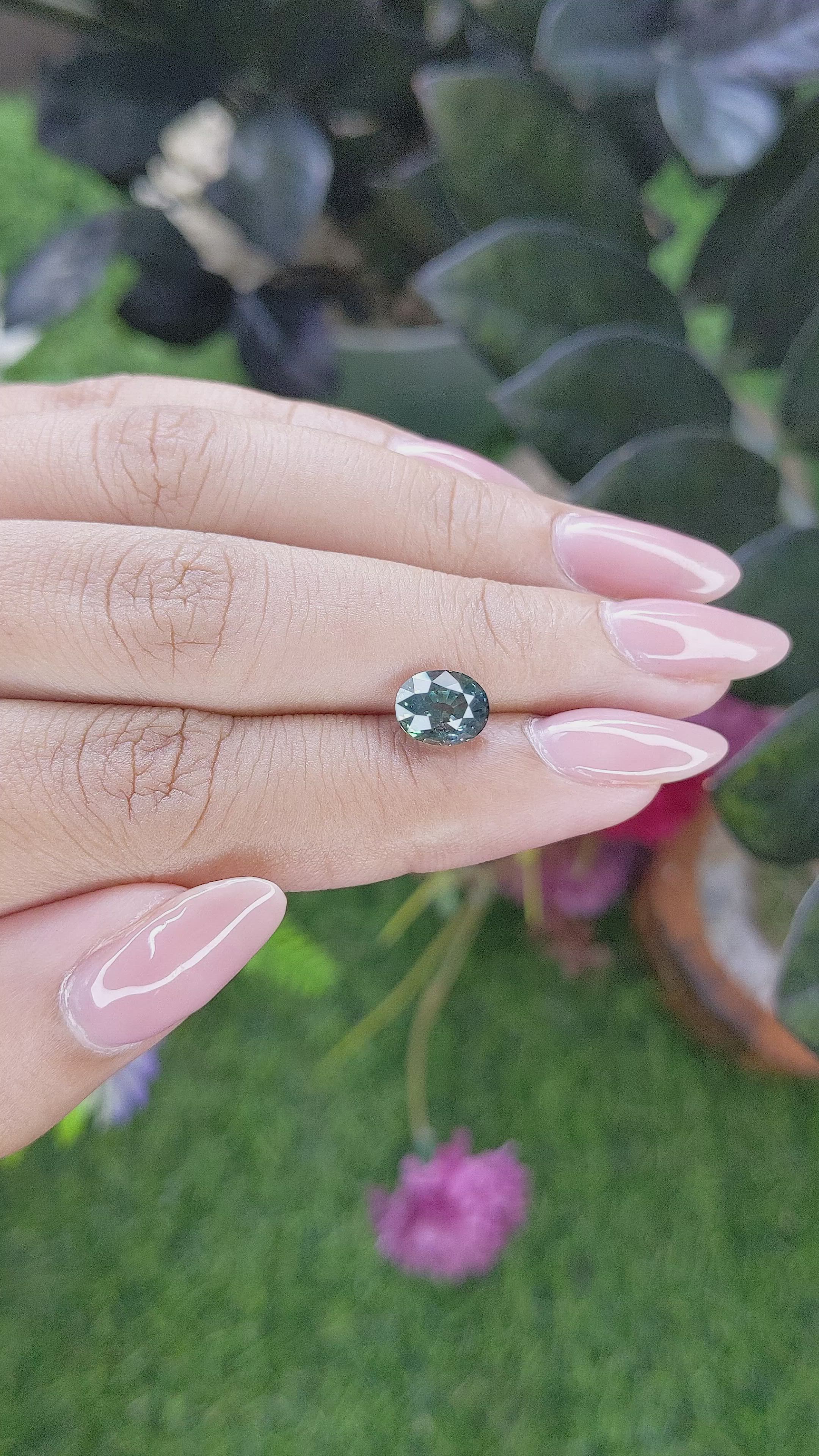 2.22 Ct. Greenish Blue Sapphire from Tanzania Size Video