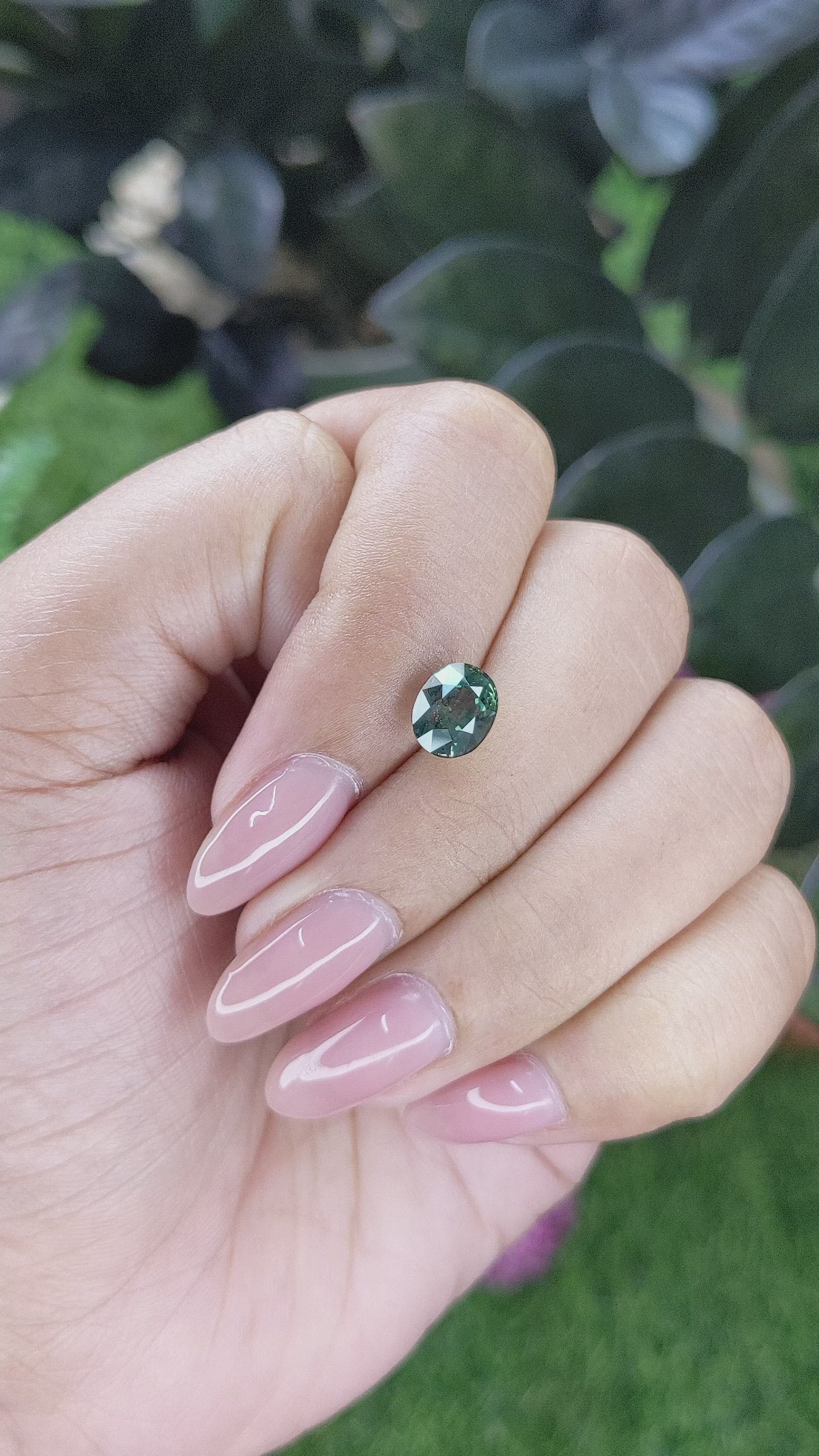 2.22 Ct. Greenish Blue Sapphire from Tanzania Size Video