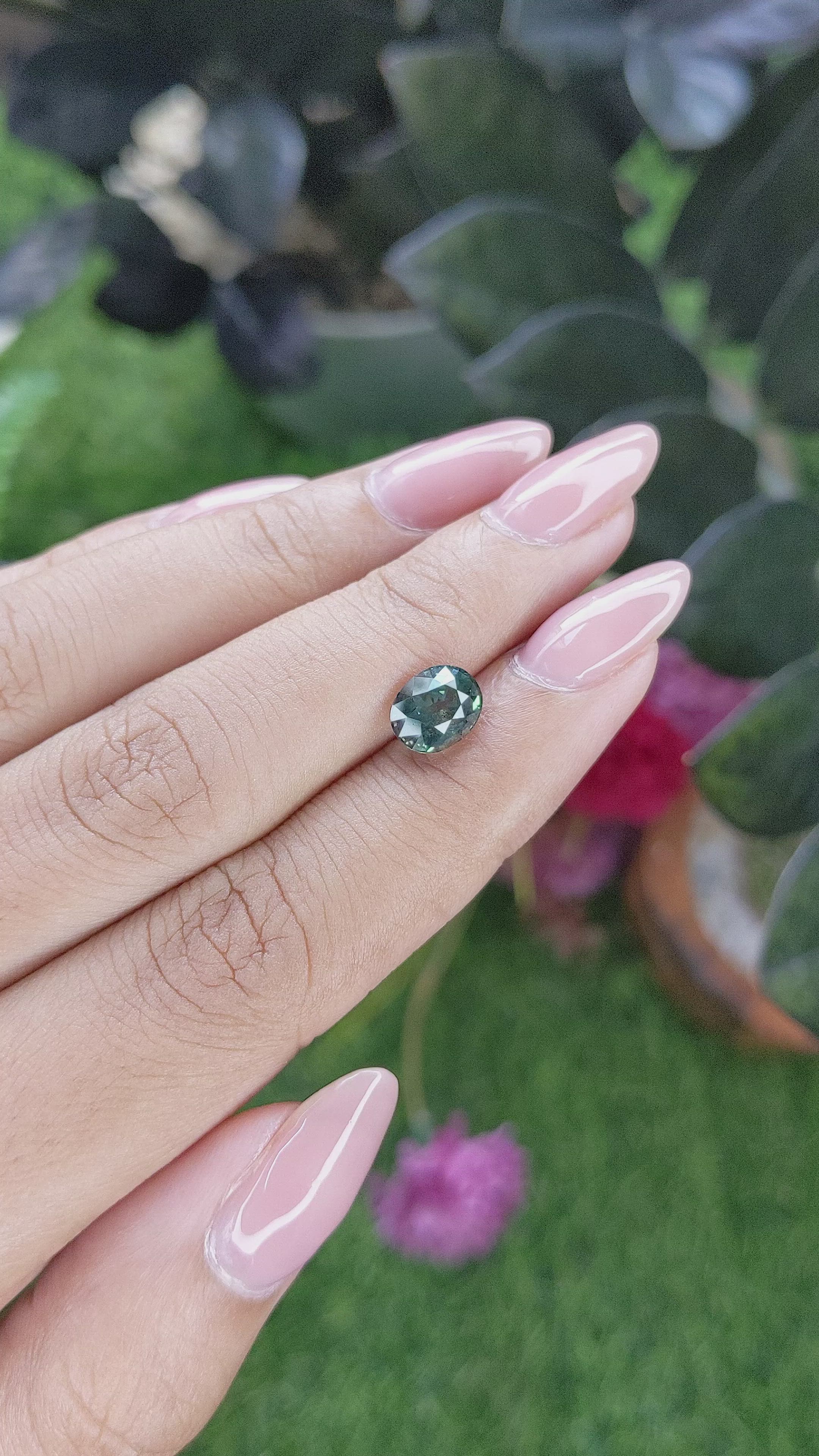 2.22 Ct. Greenish Blue Sapphire from Tanzania Size Video