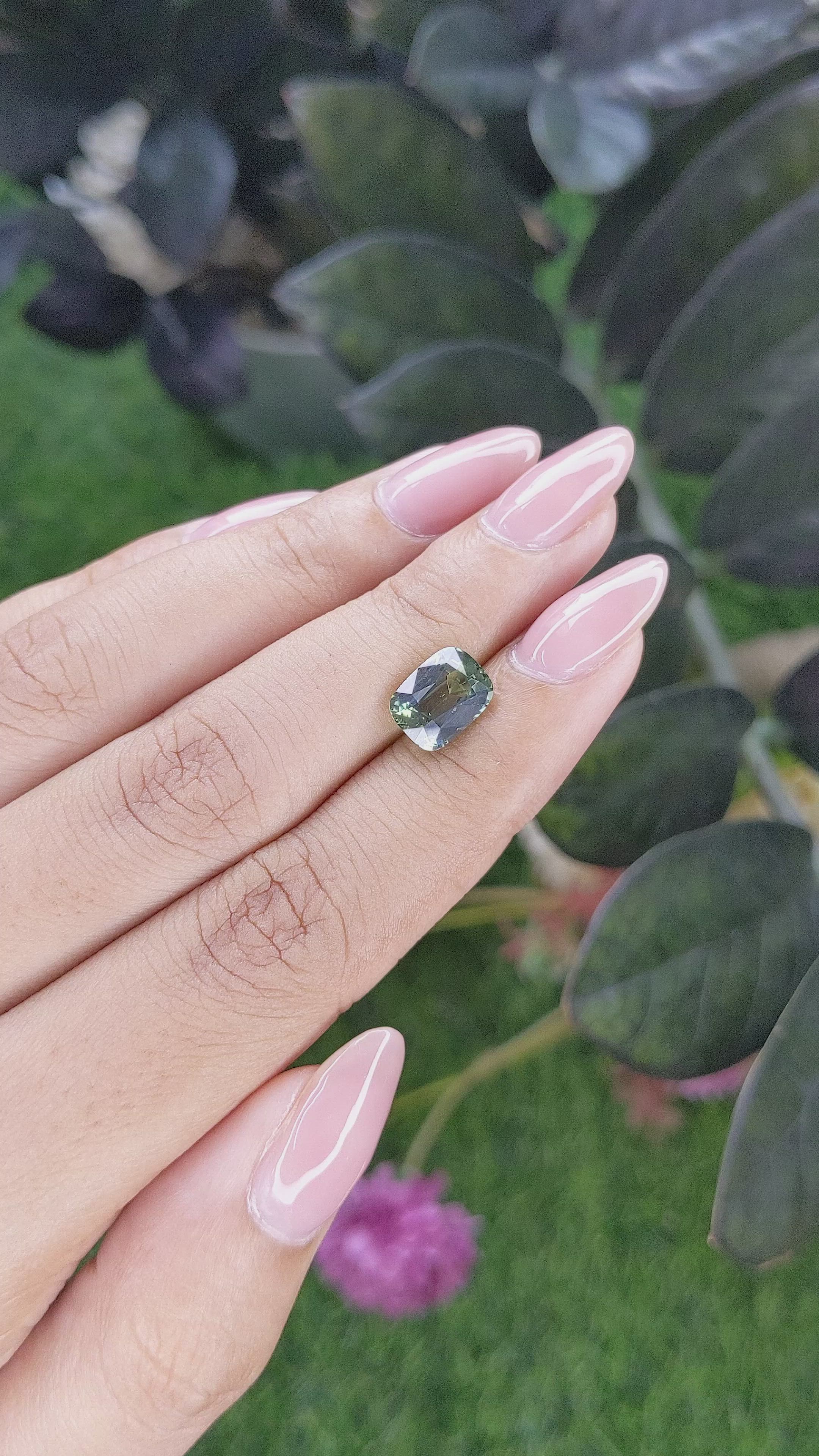 3.05 Ct. Bluish Green Sapphire from Tanzania Size Video