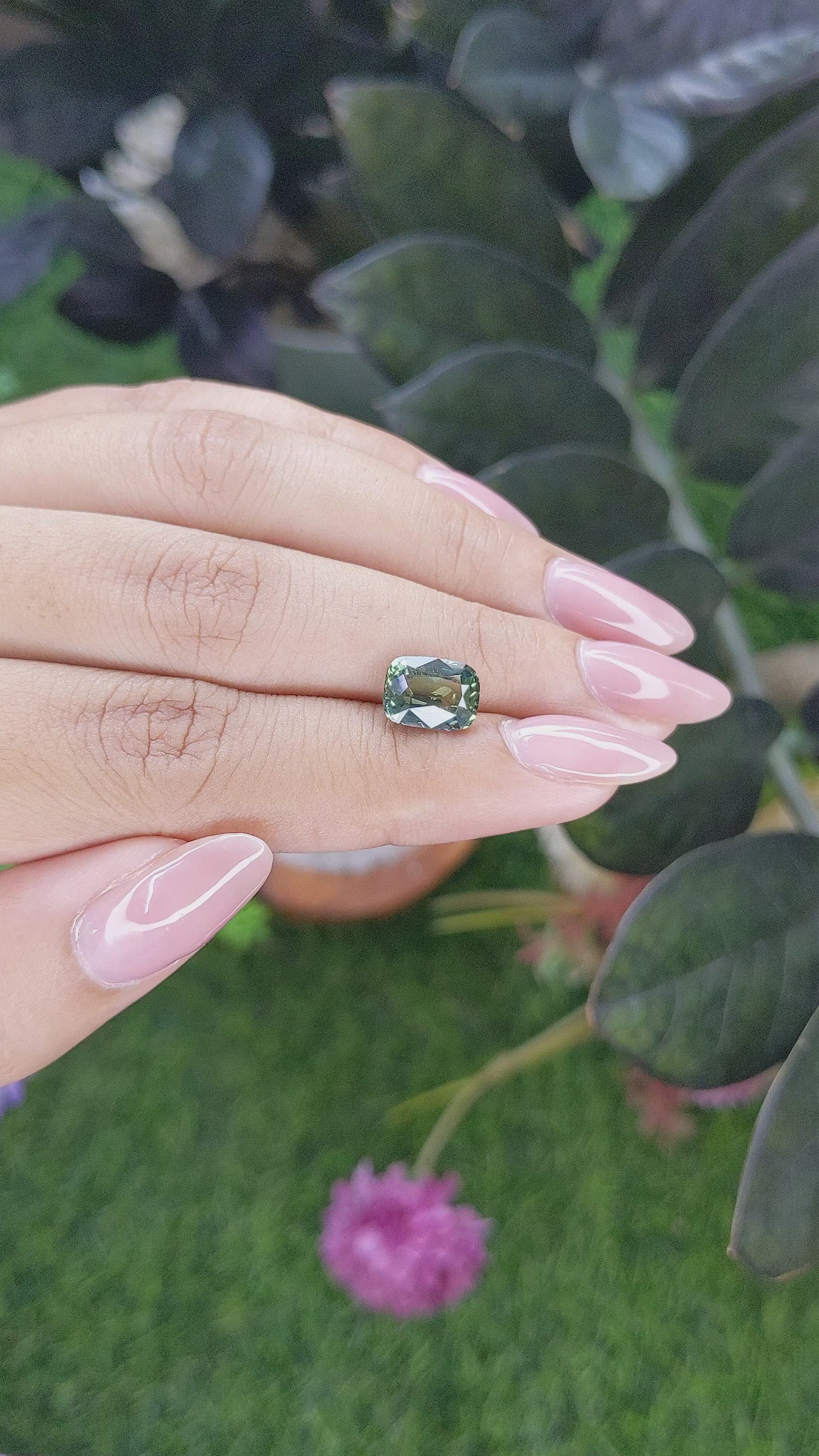 3.05 Ct. Bluish Green Sapphire from Tanzania Size Video