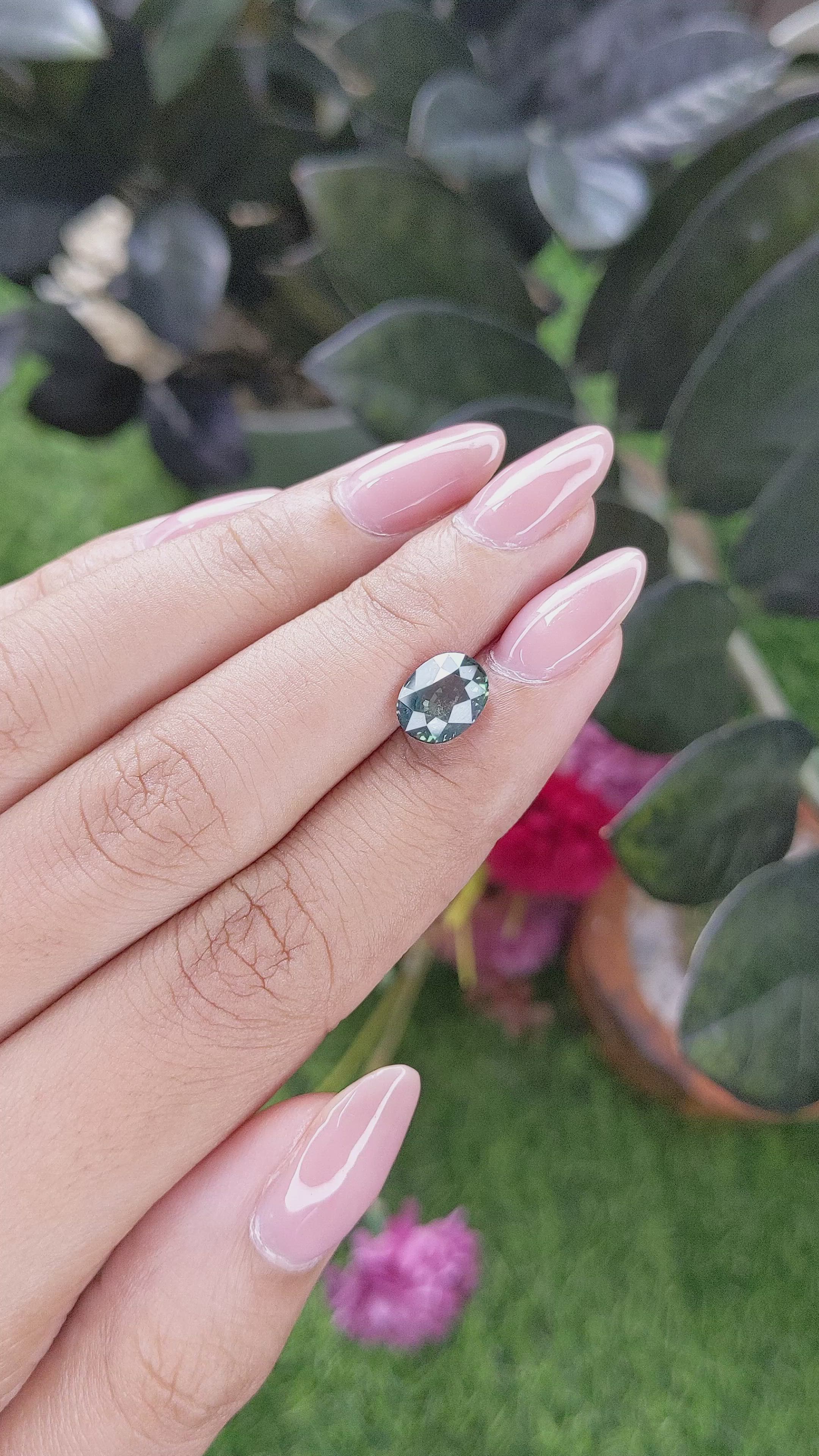 2.57 Ct. Greenish Blue Sapphire from Tanzania Size Video