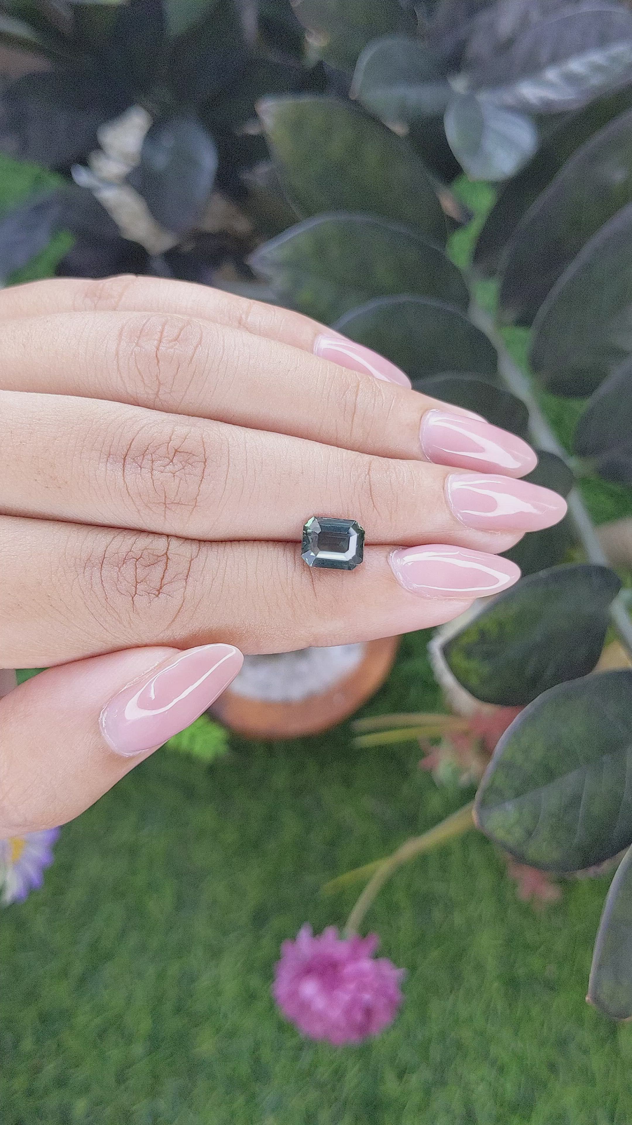 2.55 Ct. Bluish Green Sapphire from Tanzania Size Video