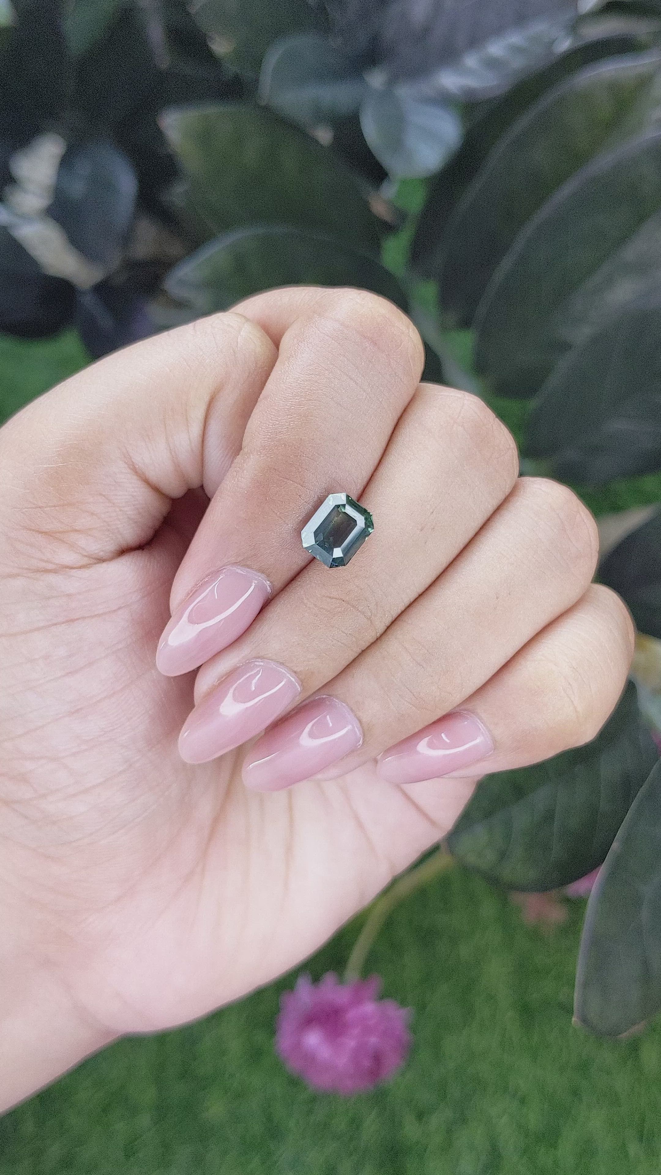 2.55 Ct. Bluish Green Sapphire from Tanzania Size Video