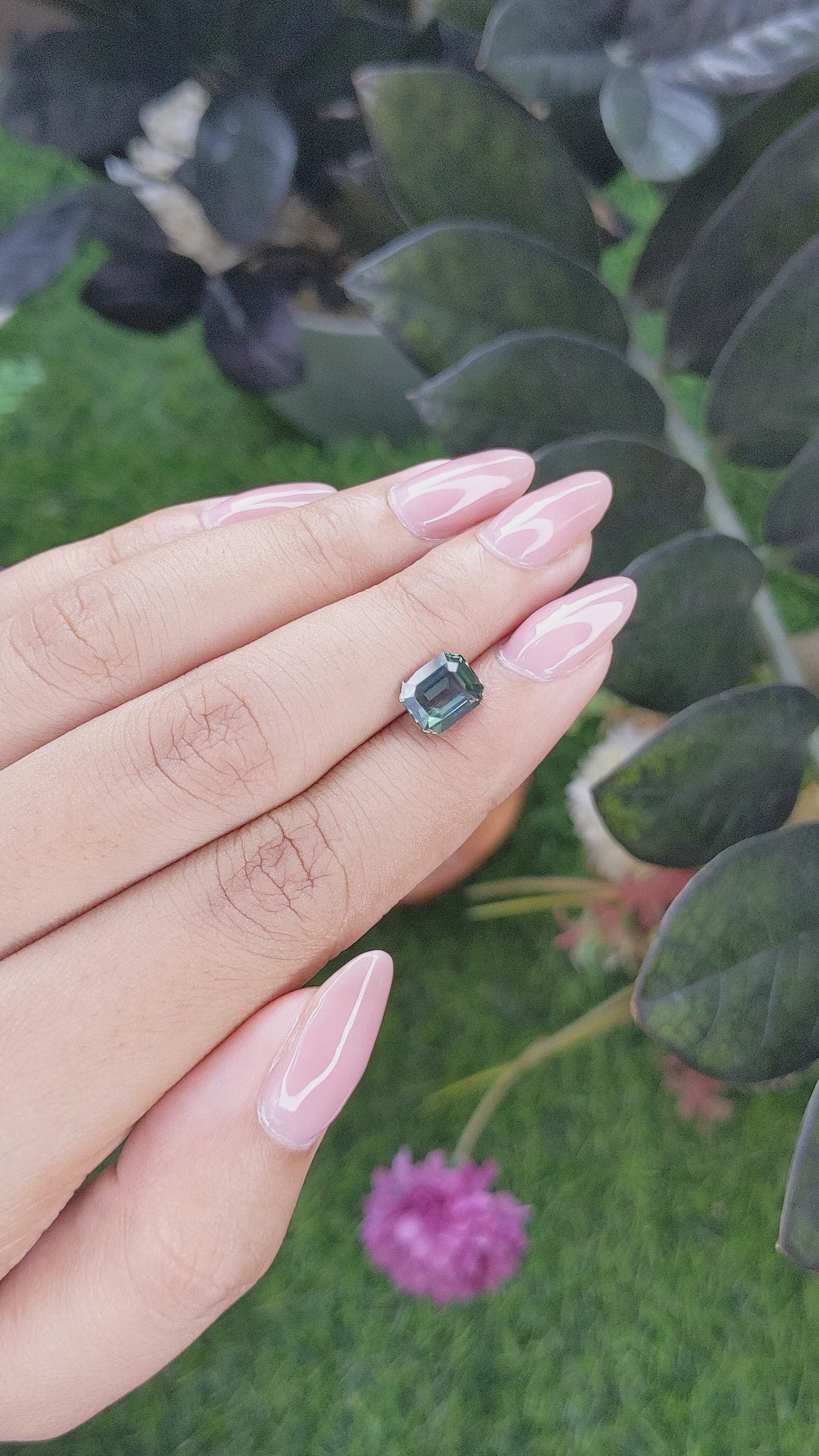 2.55 Ct. Bluish Green Sapphire from Tanzania Size Video