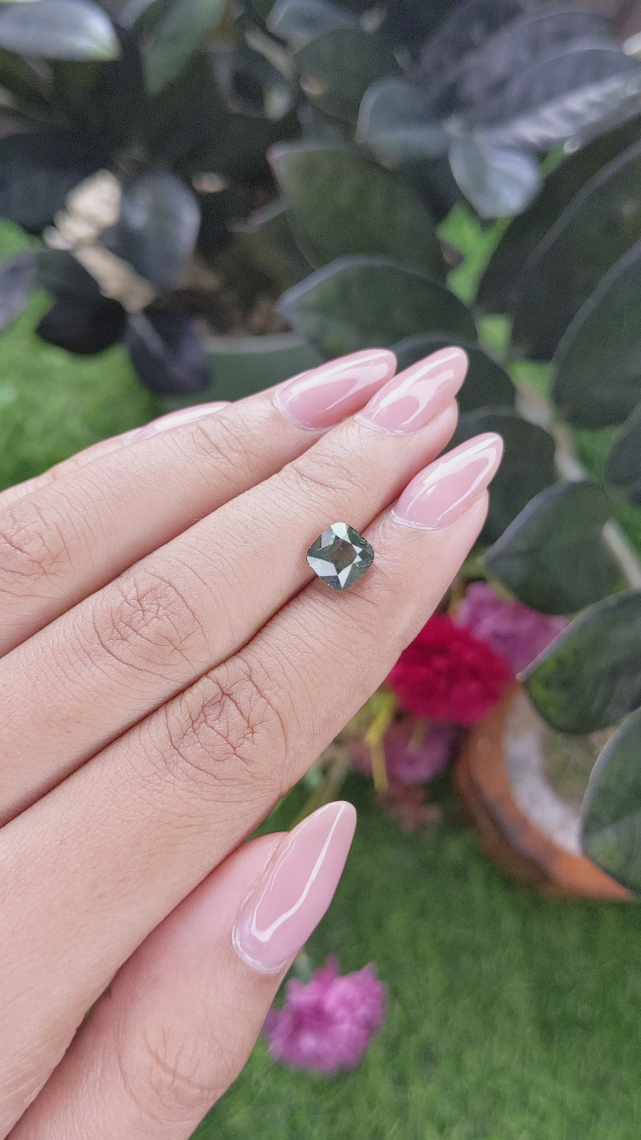 2.53 Ct. Bluish Green Sapphire from Tanzania Size Video