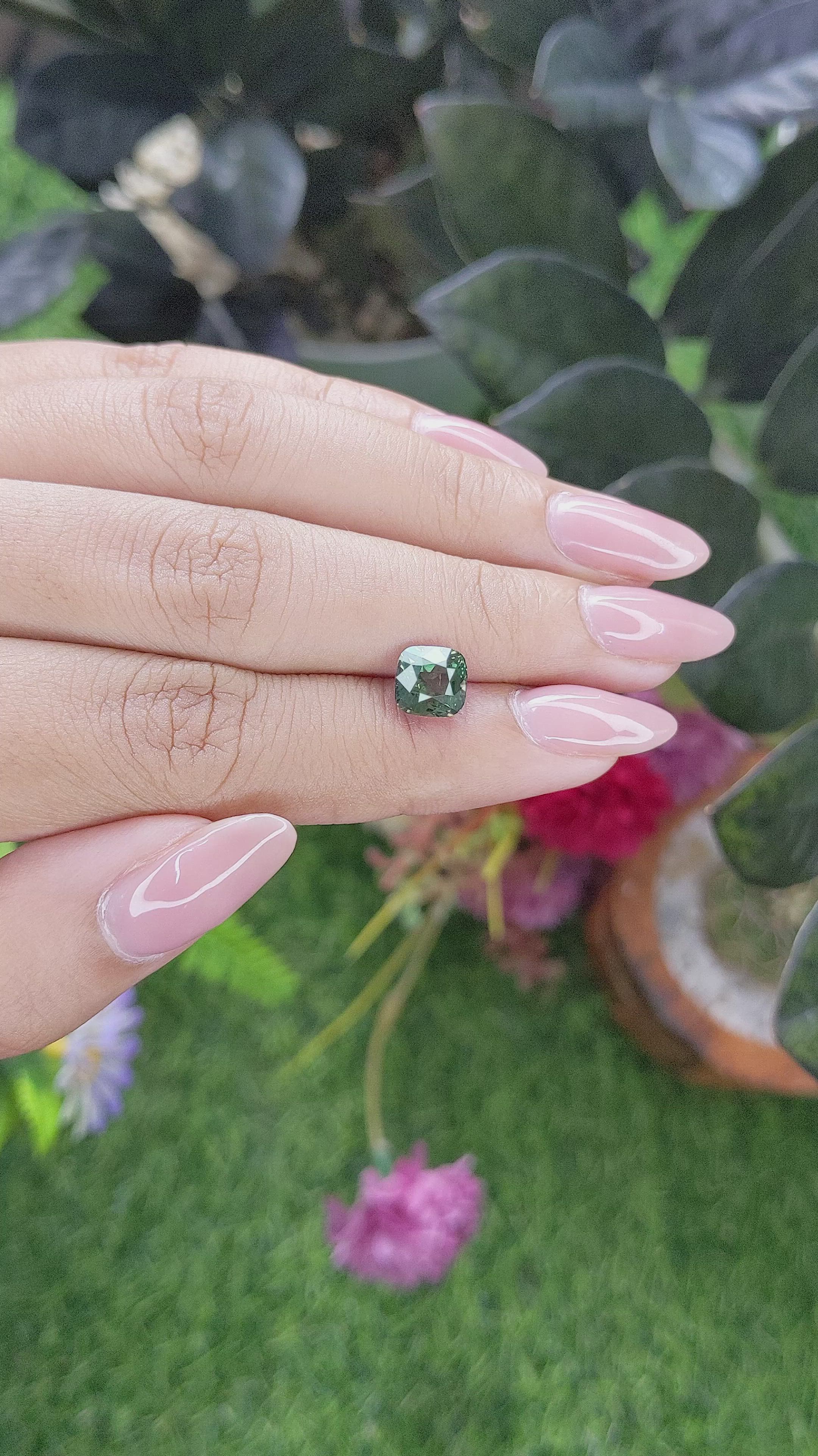 2.53 Ct. Bluish Green Sapphire from Tanzania Size Video