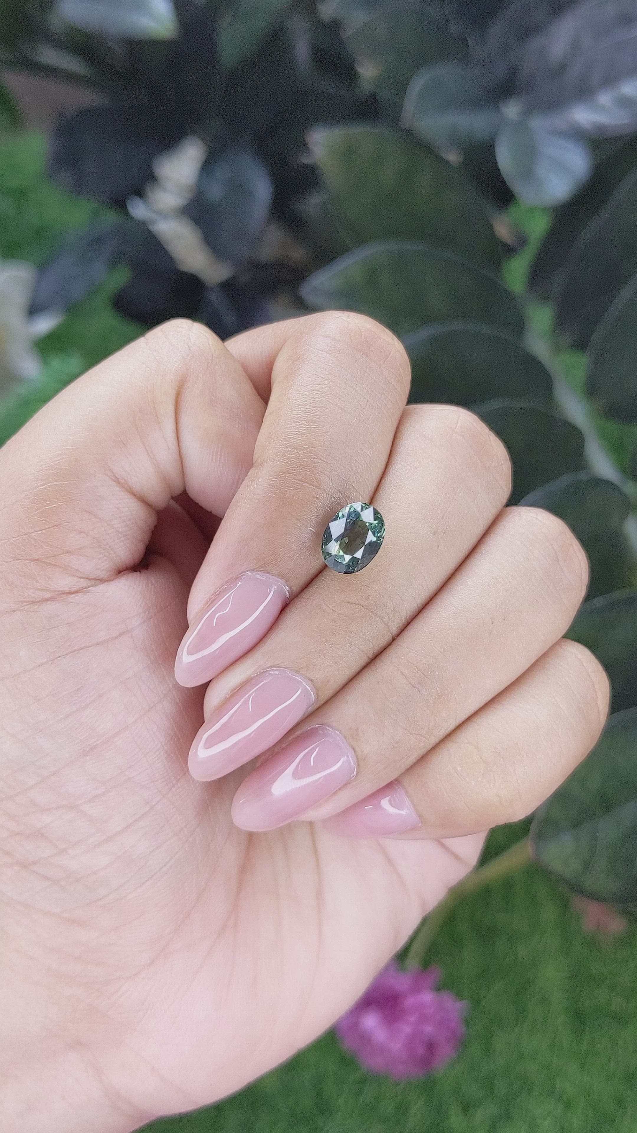 2.50 Ct. Bluish Green Sapphire from Tanzania Size Video