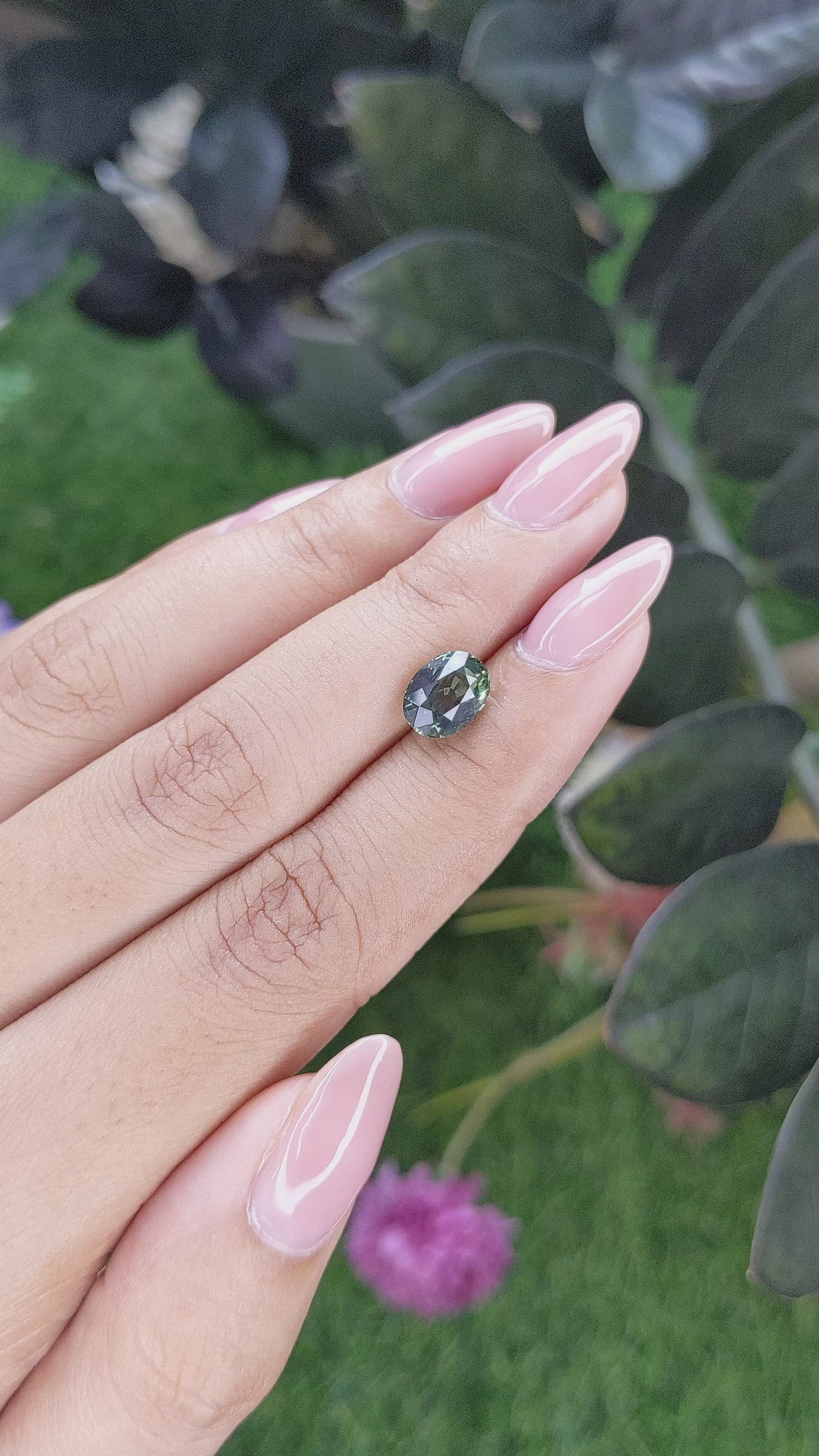 2.50 Ct. Bluish Green Sapphire from Tanzania Size Video