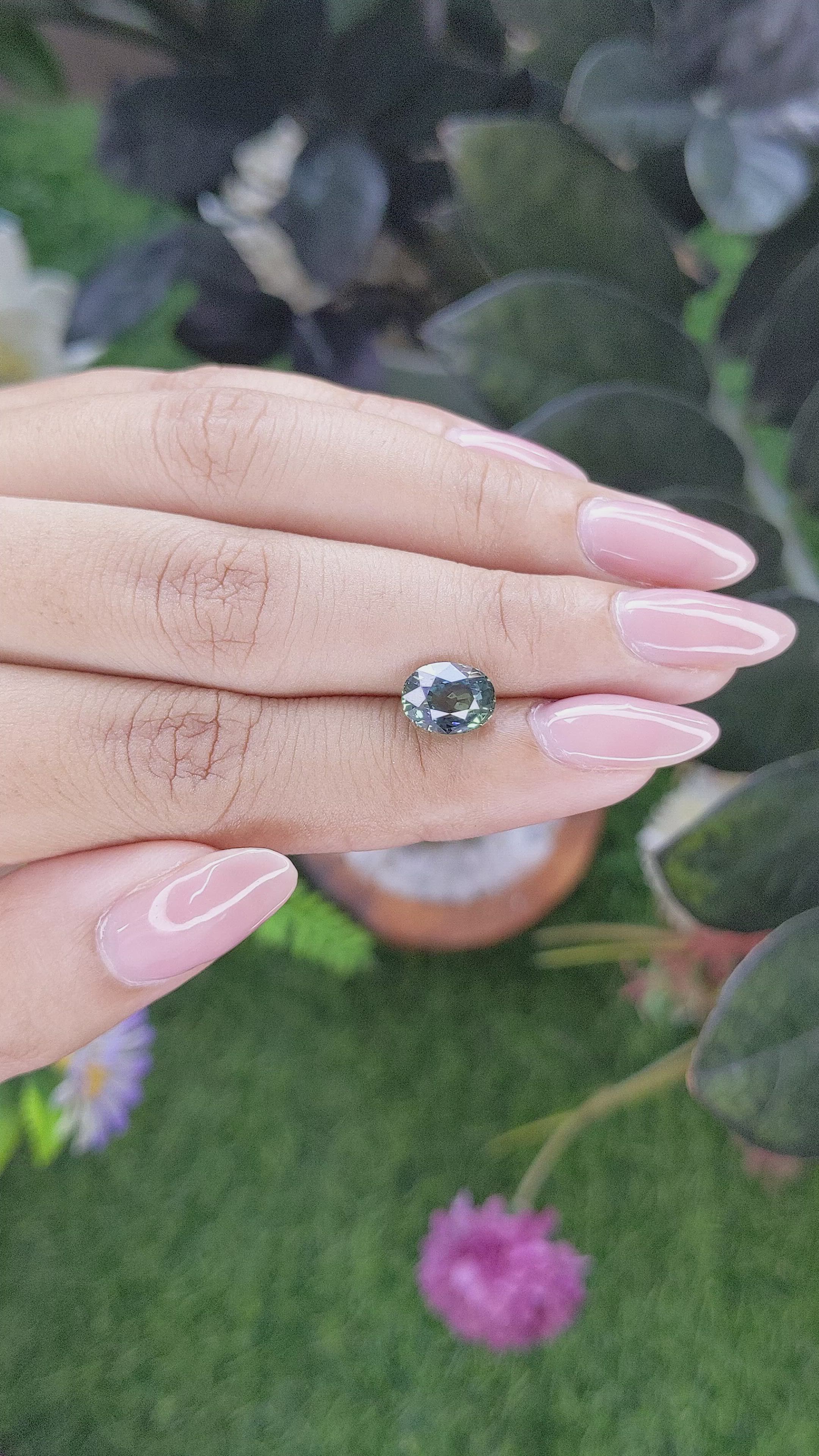 2.50 Ct. Bluish Green Sapphire from Tanzania Size Video