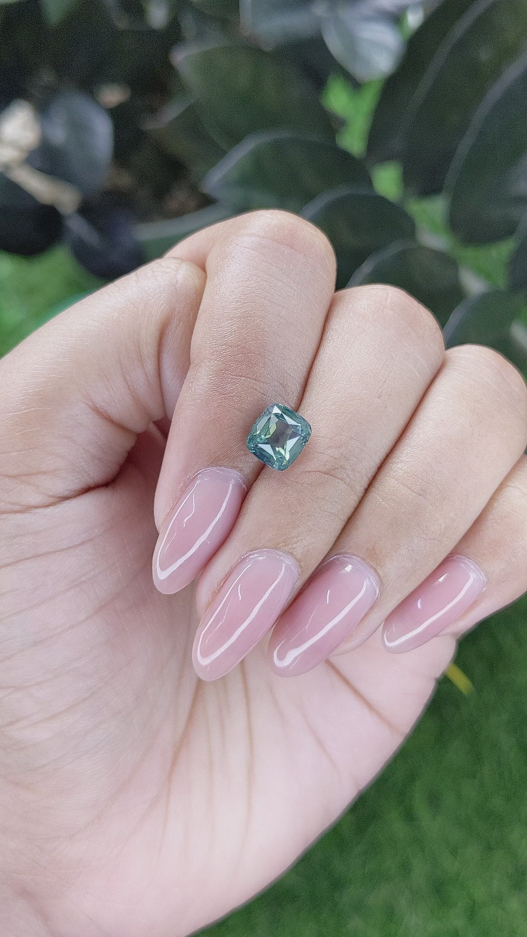 2.19 Ct. Bluish Green Sapphire from Ceylon (Sri Lanka) Size Video