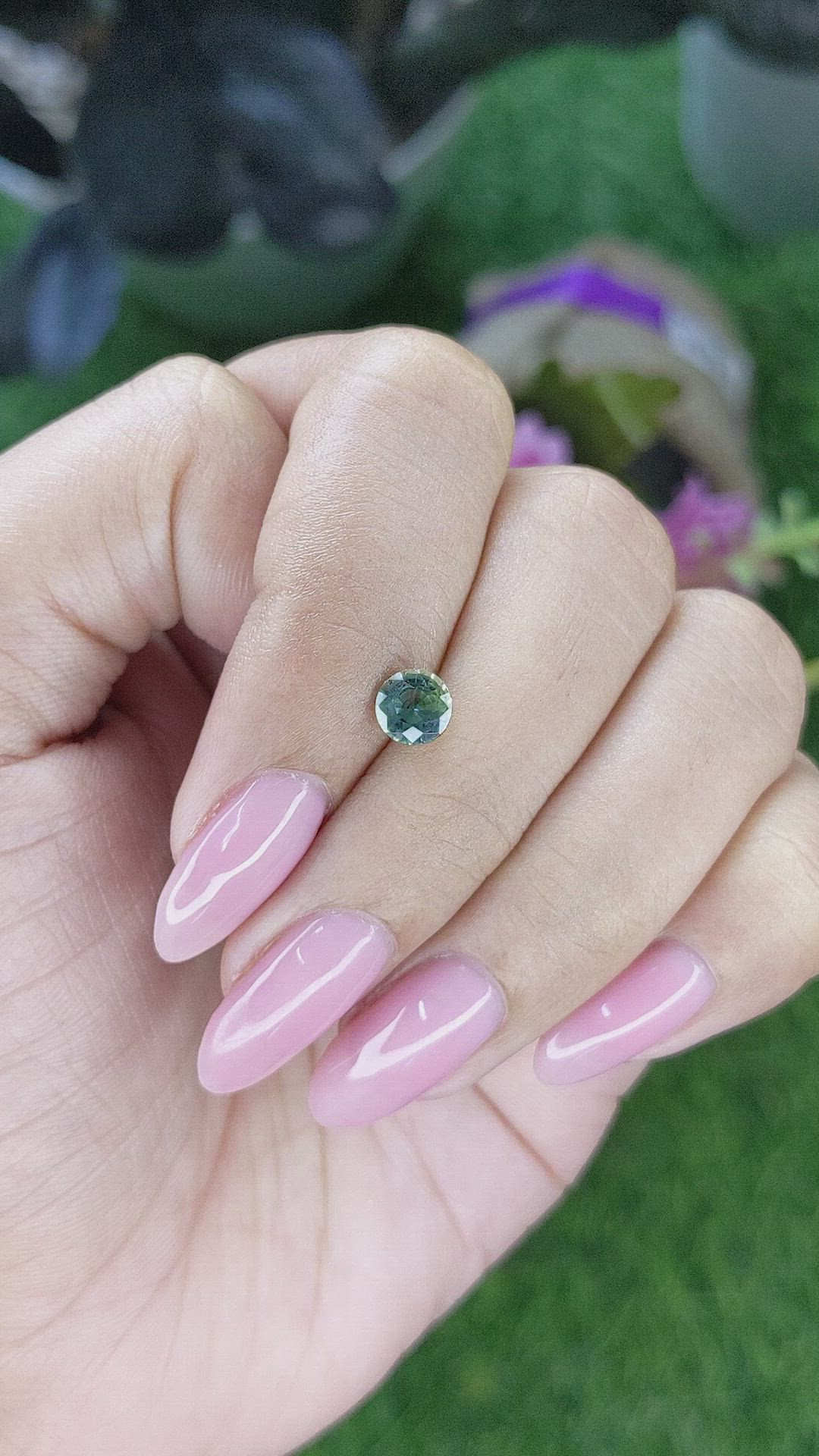 0.91 Ct. Bluish Green Sapphire from Madagascar Size Video