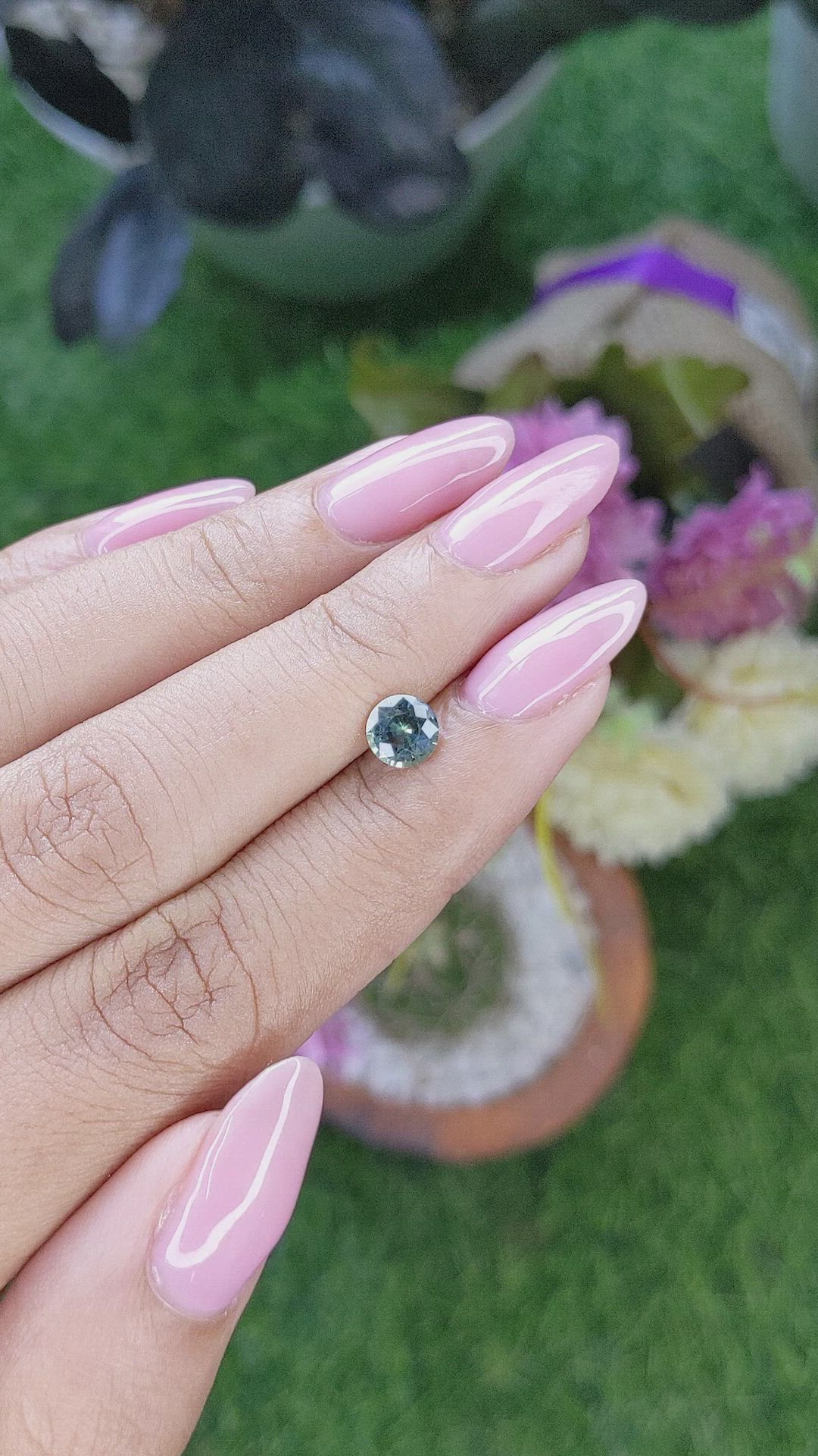 0.85 Ct. Bluish Green Sapphire from Madagascar Size Video