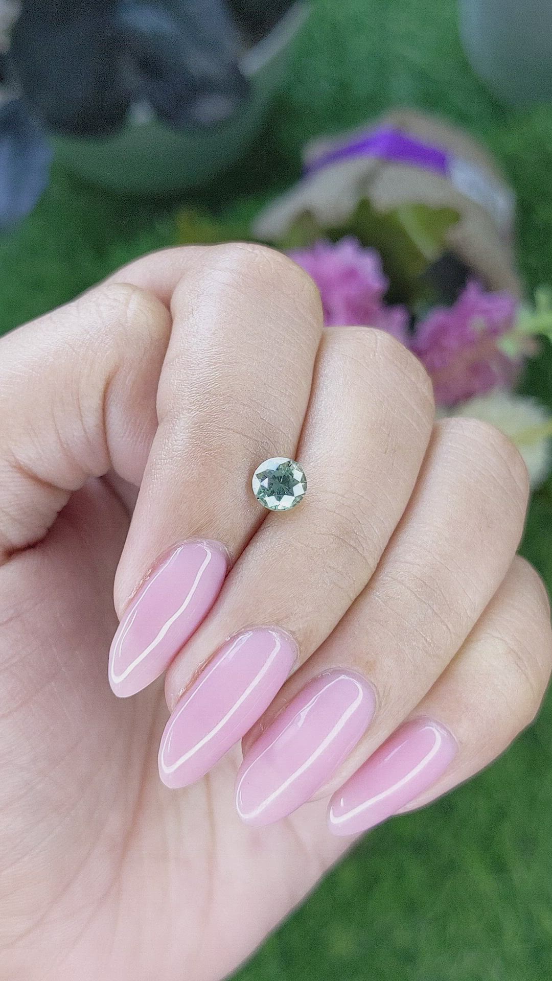 0.91 Ct. Bluish Green Sapphire from Madagascar Size Video
