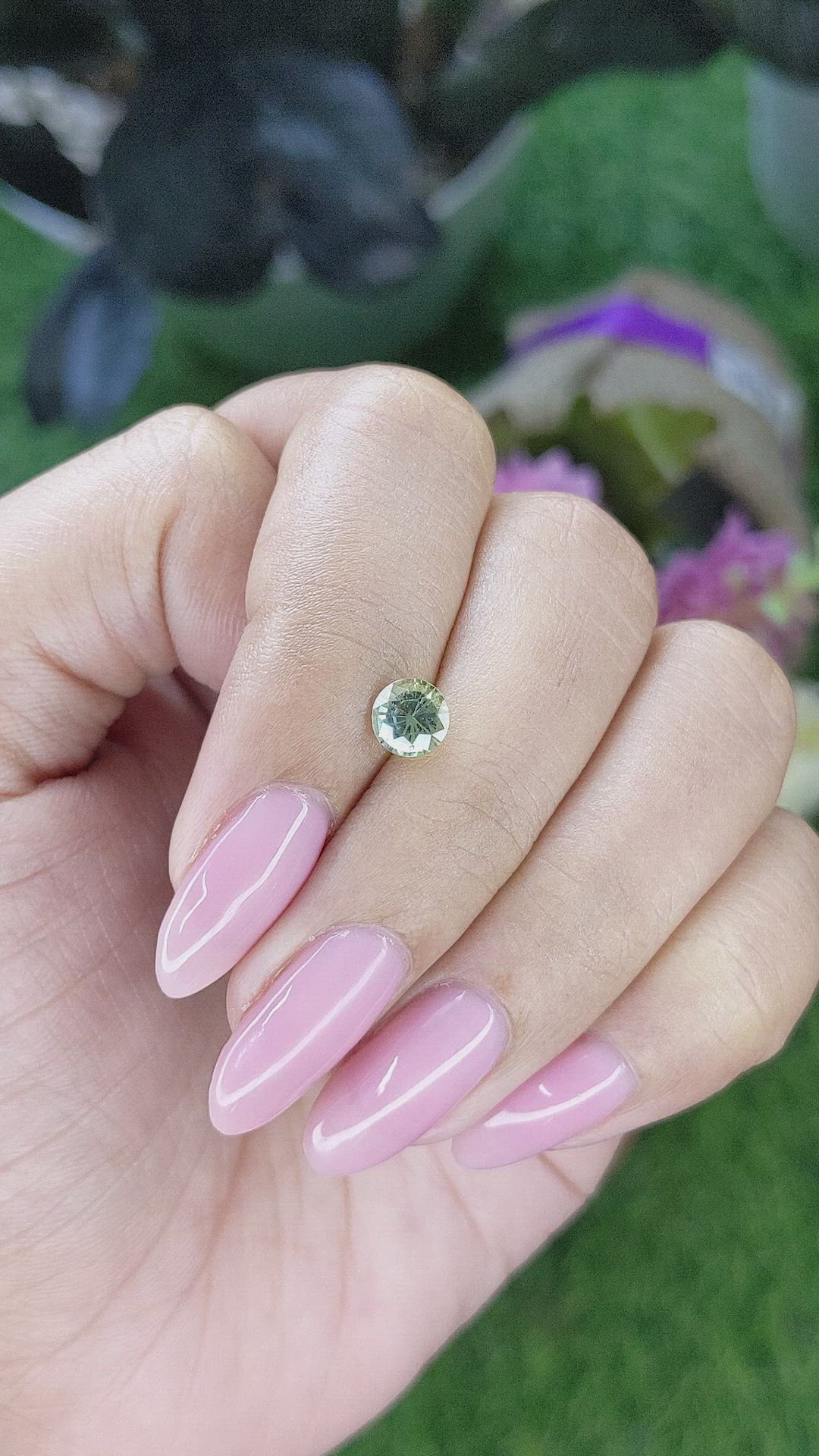 0.92 Ct. Yellowish Green Sapphire from Madagascar Size Video