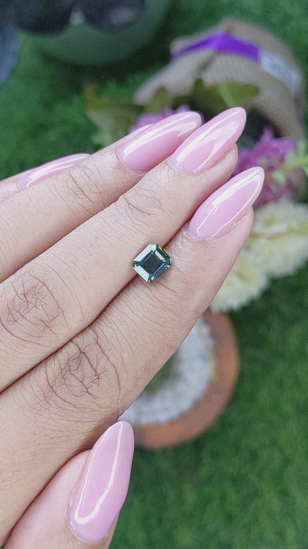 1.21 Ct. Bluish Green Sapphire from Australia Size Video