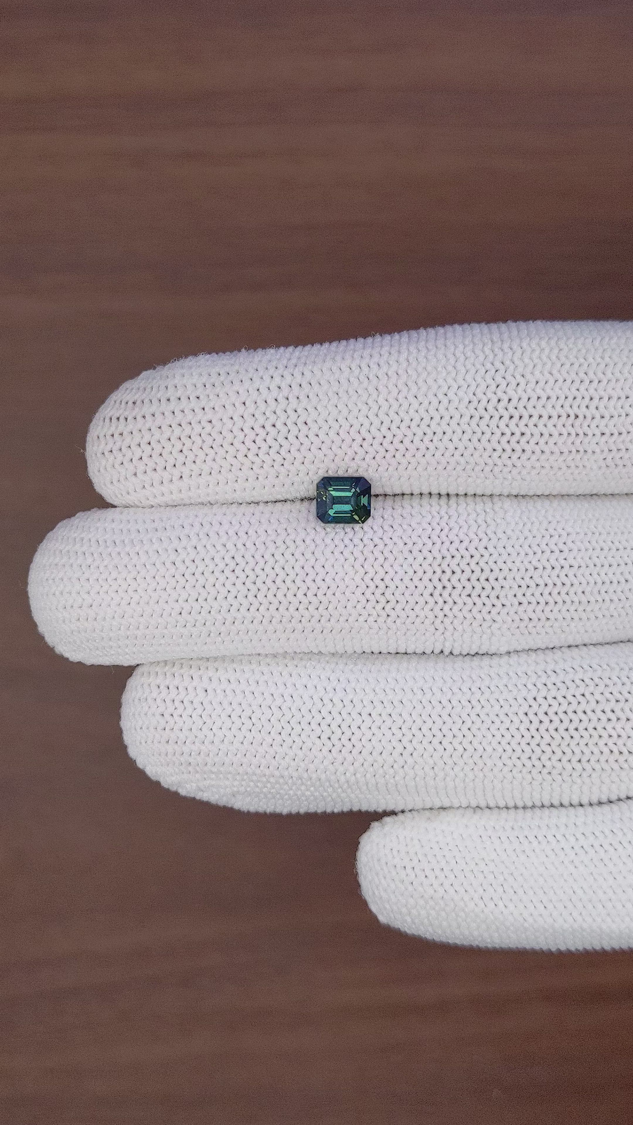 1.21 Ct. Bluish Green Sapphire from Australia Size Video