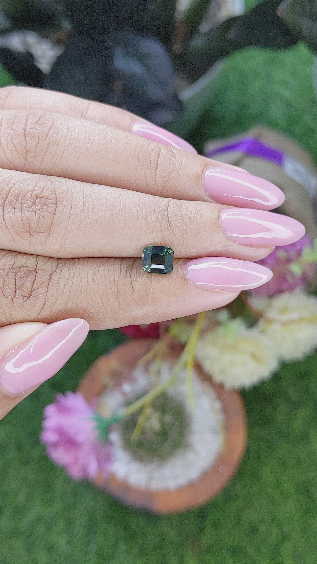 1.21 Ct. Bluish Green Sapphire from Australia Size Video
