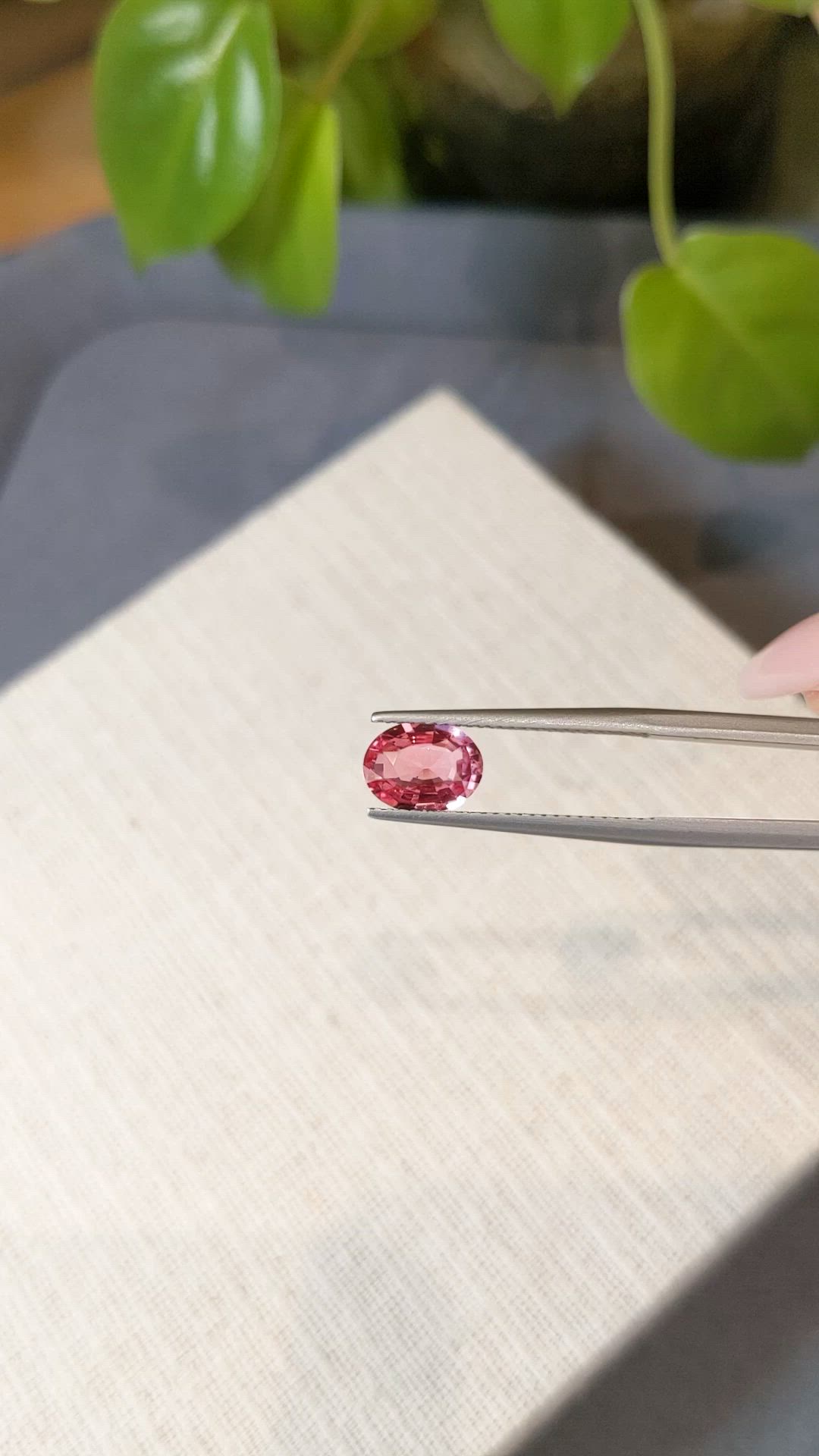 1.51 Ct. Reddish Pink Sapphire from Ceylon (Sri Lanka) Size Video