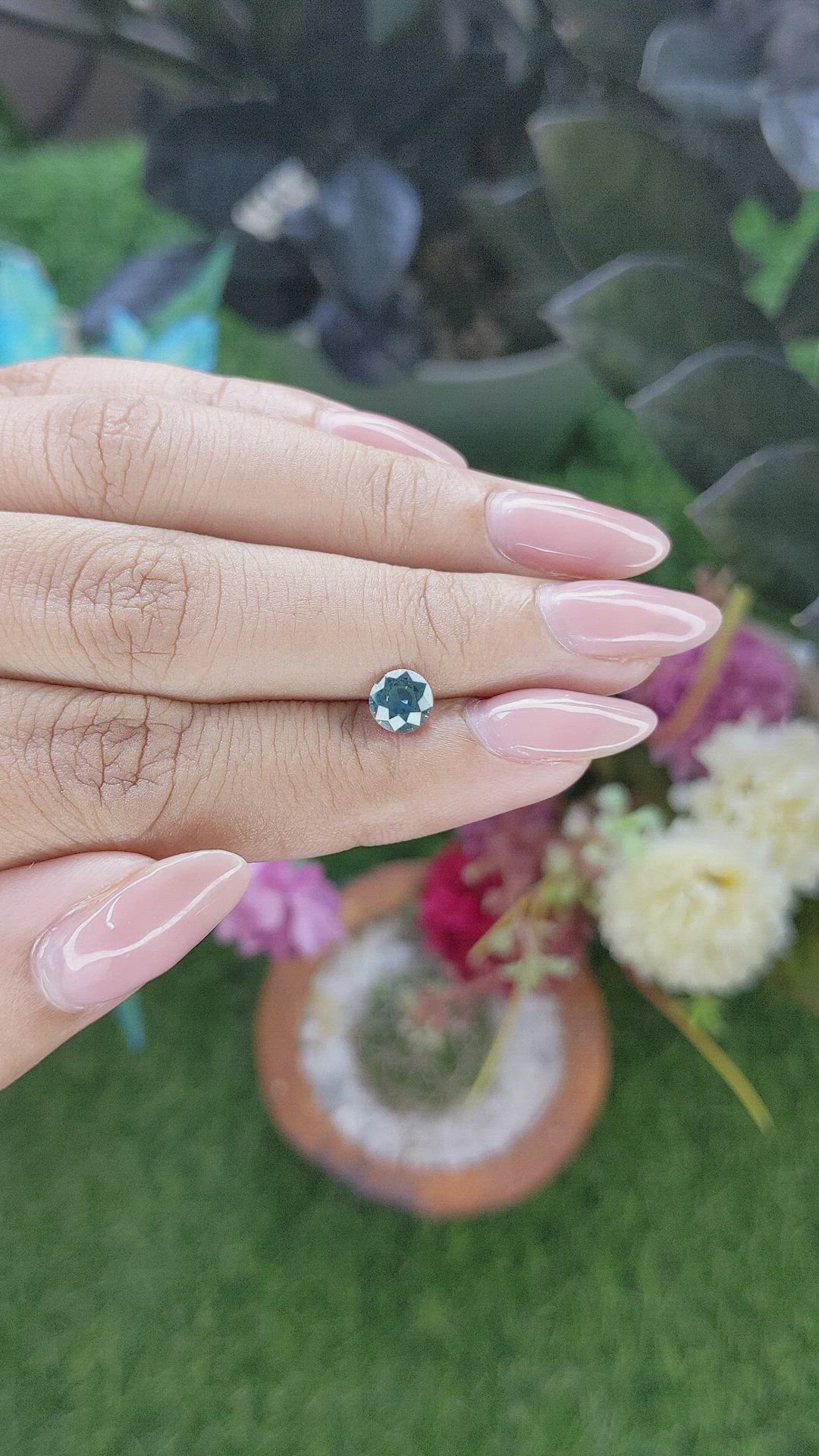 0.90 Ct. Greenish Blue Sapphire from Madagascar Size Video