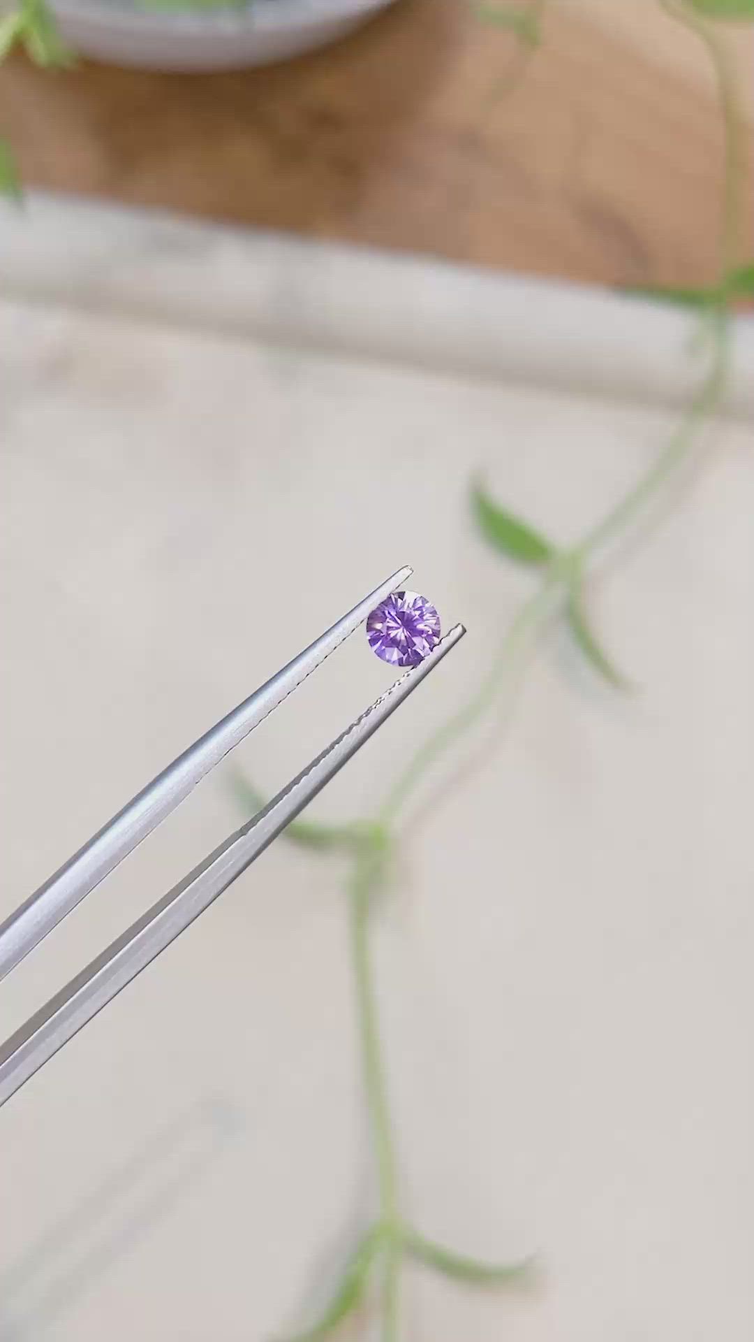 0.61 Ct. Purple Sapphire from Ceylon (Sri Lanka) Size Video