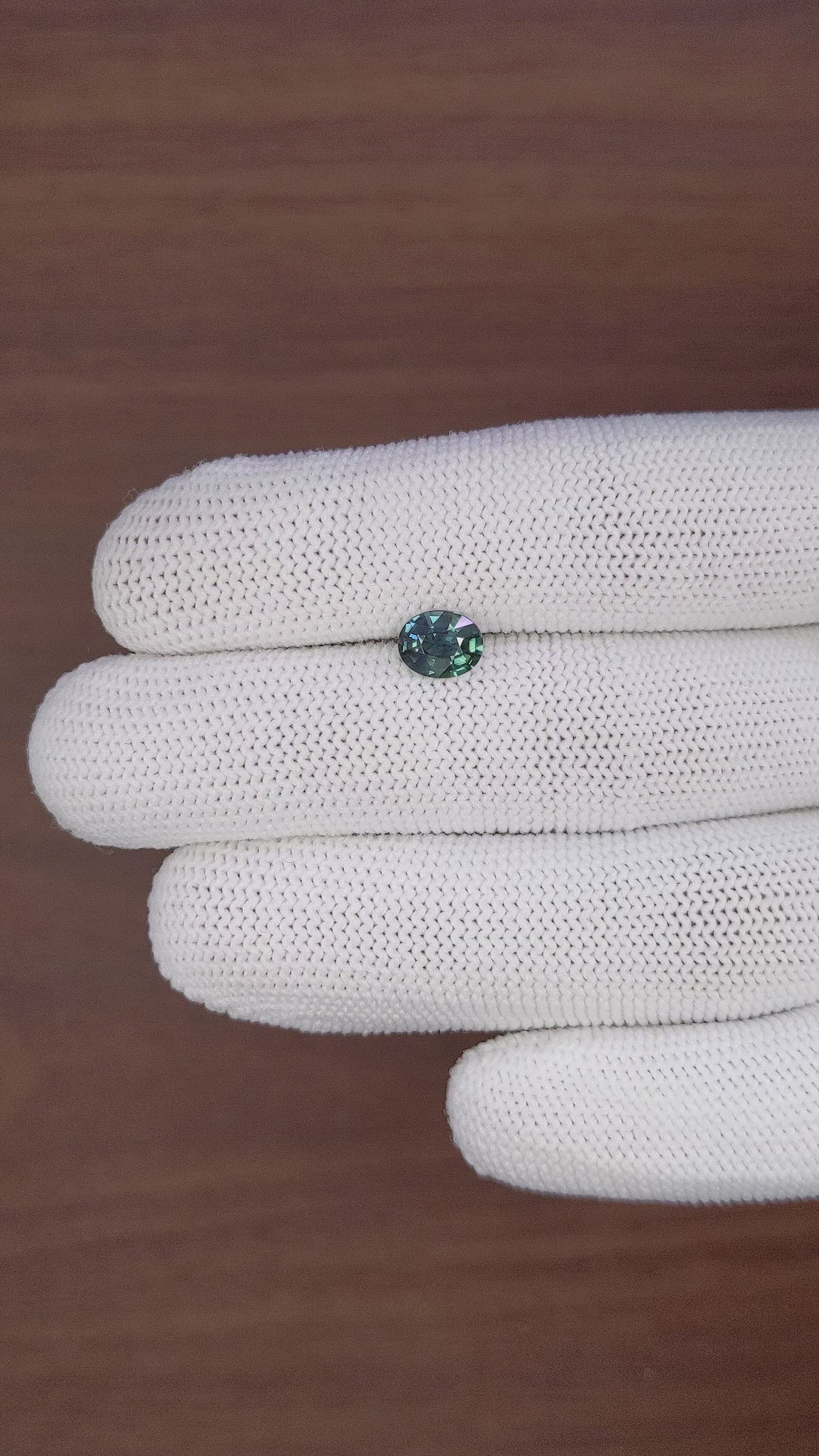 1.24 Ct. Bluish Green Sapphire from Madagascar Size Video