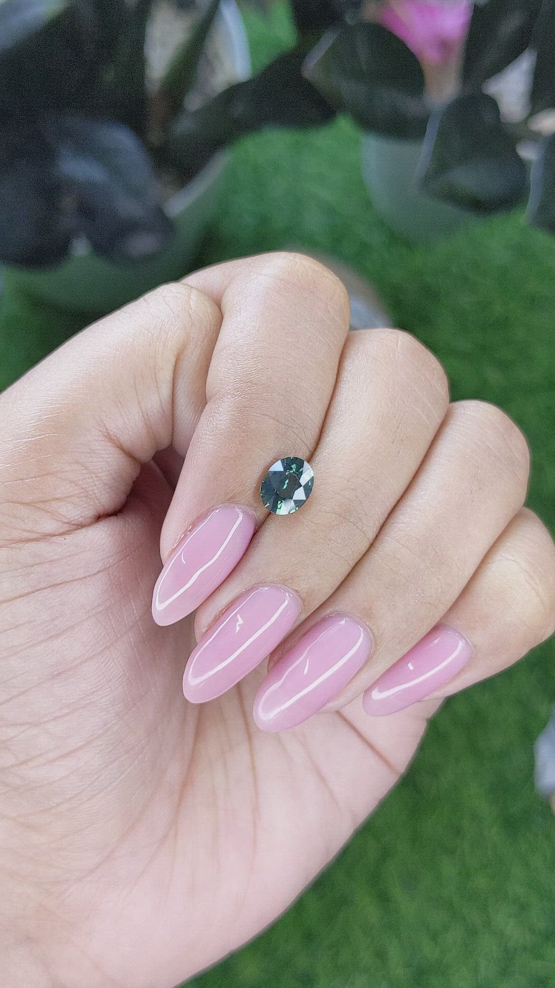 1.24 Ct. Bluish Green Sapphire from Madagascar Size Video