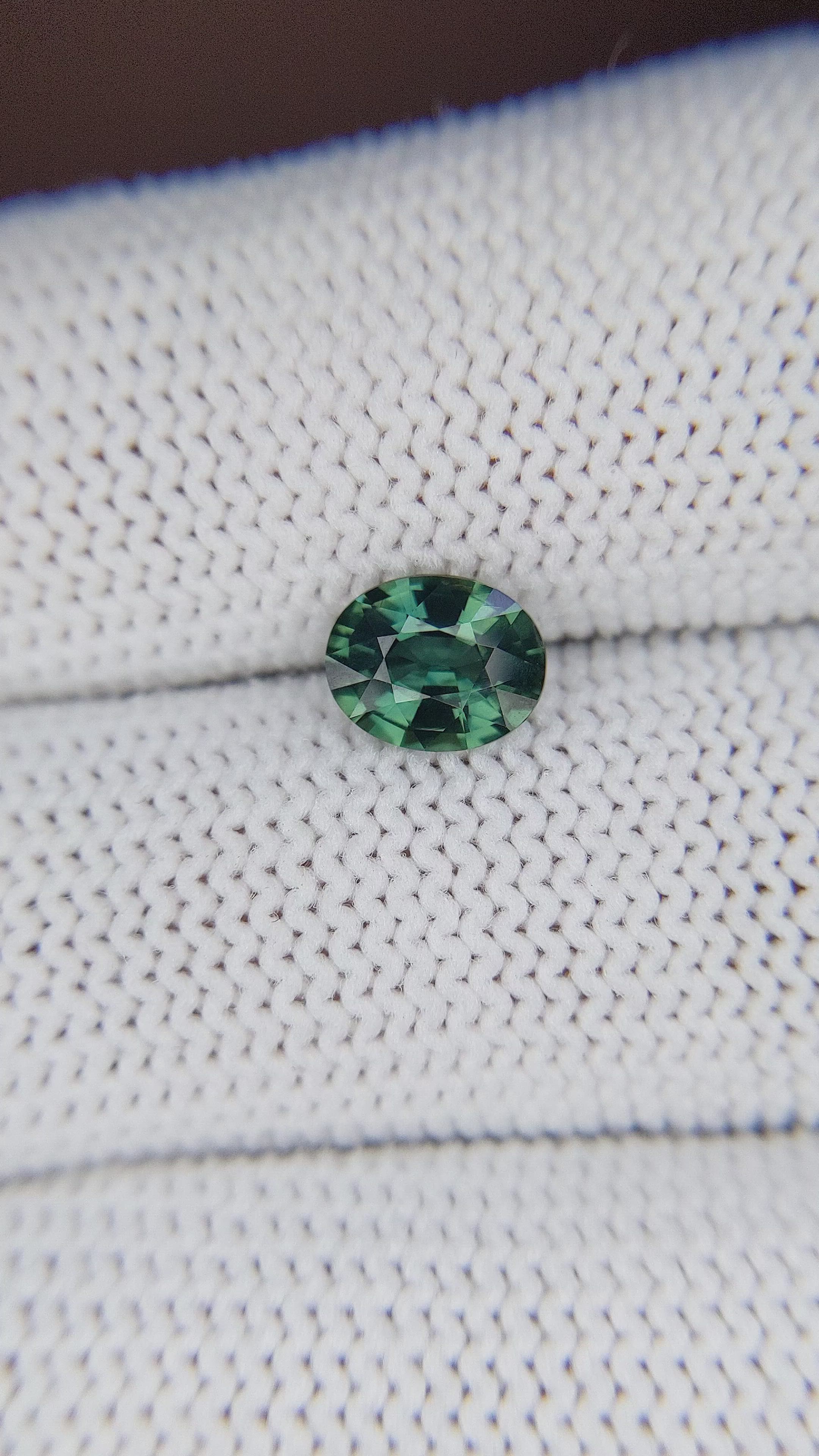 1.24 Ct. Bluish Green Sapphire from Madagascar Size Video