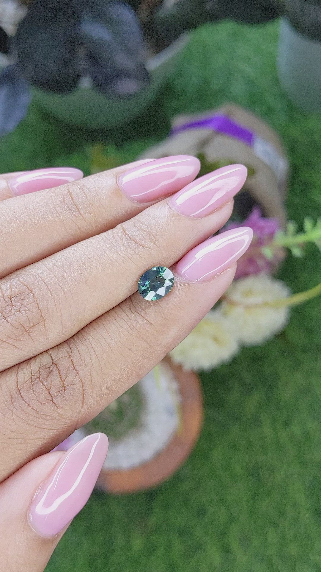 1.24 Ct. Bluish Green Sapphire from Madagascar Size Video