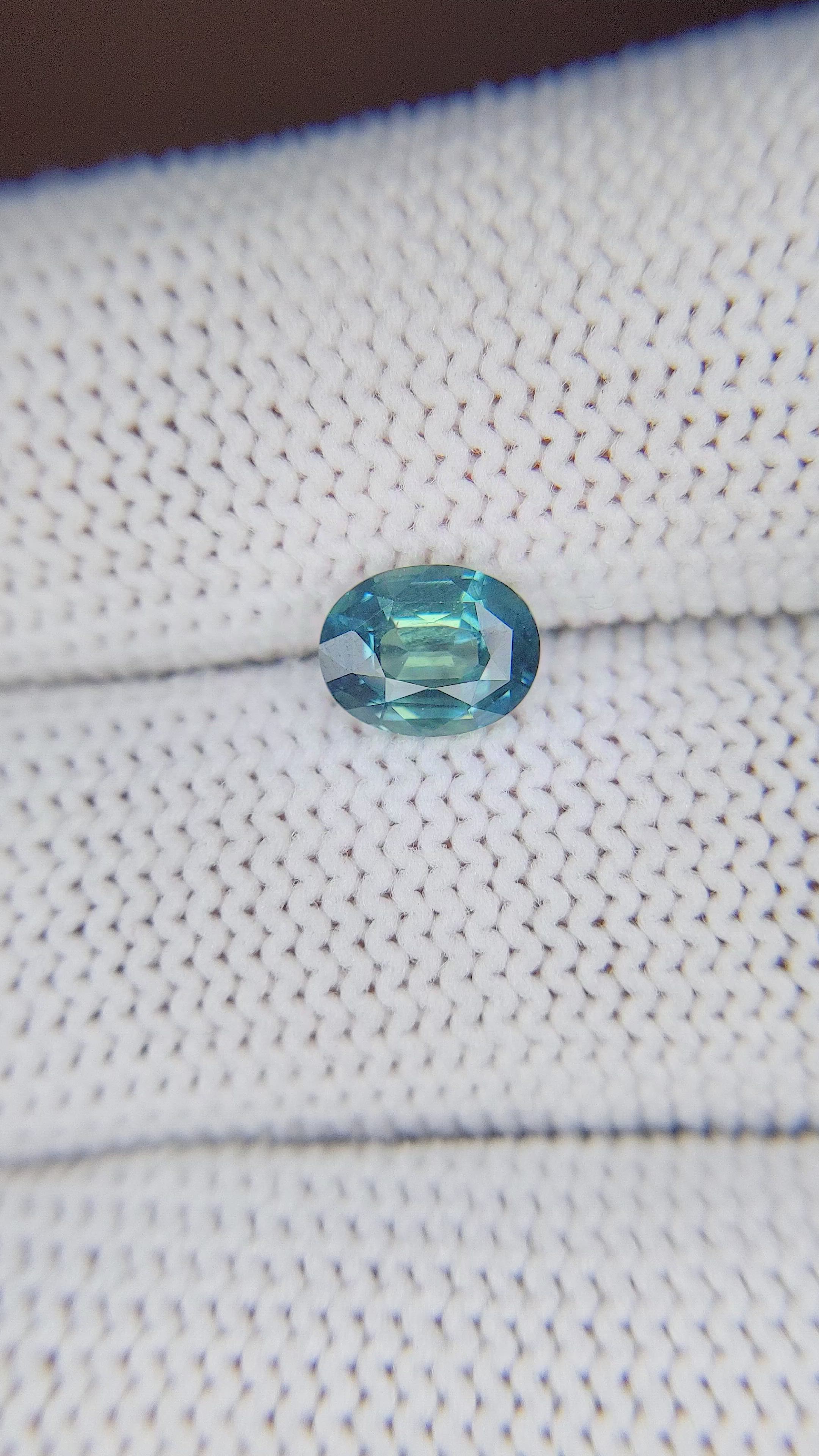 1.12 Ct. Greenish Blue Sapphire from Madagascar Size Video
