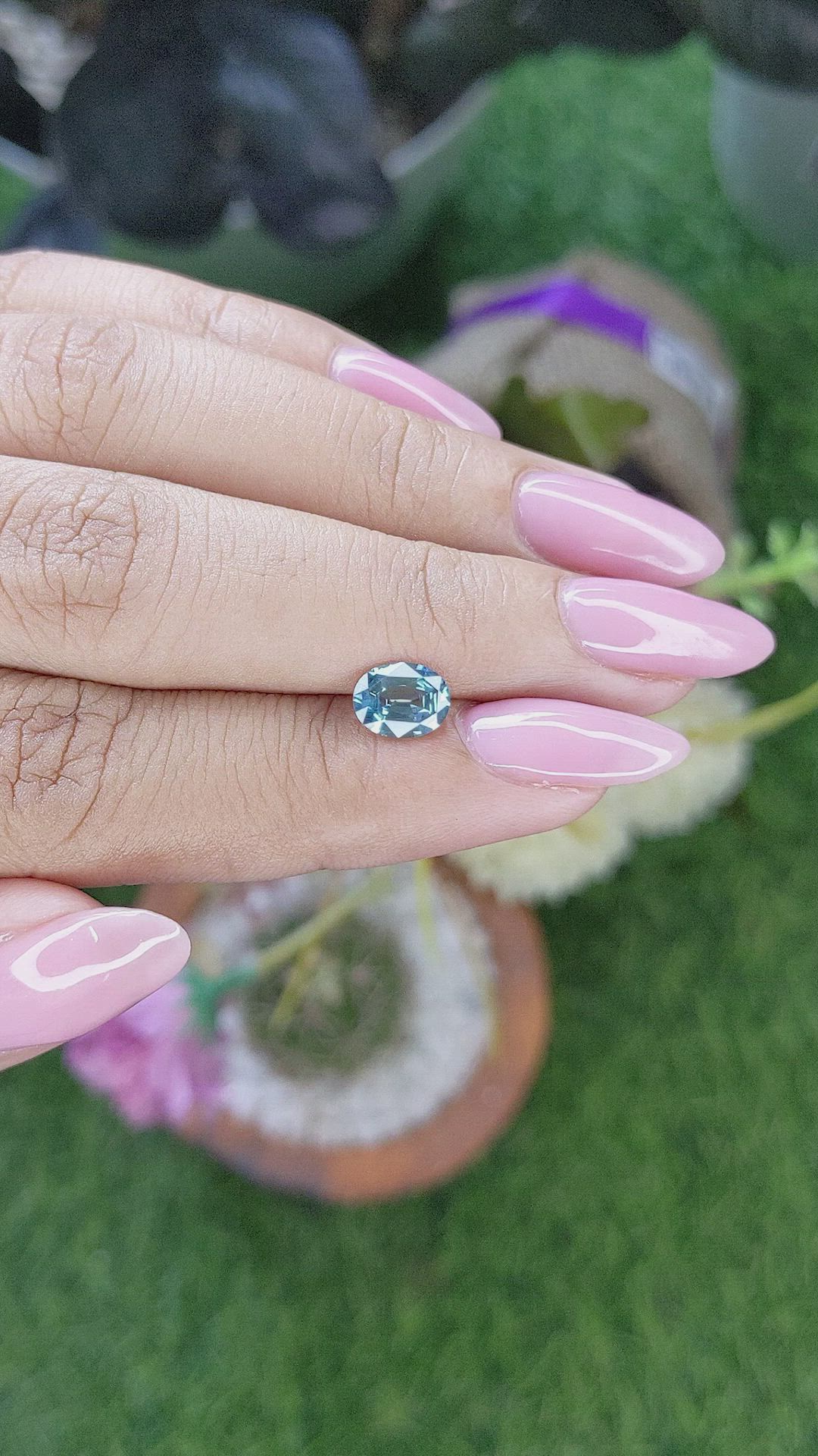 1.12 Ct. Greenish Blue Sapphire from Madagascar Size Video