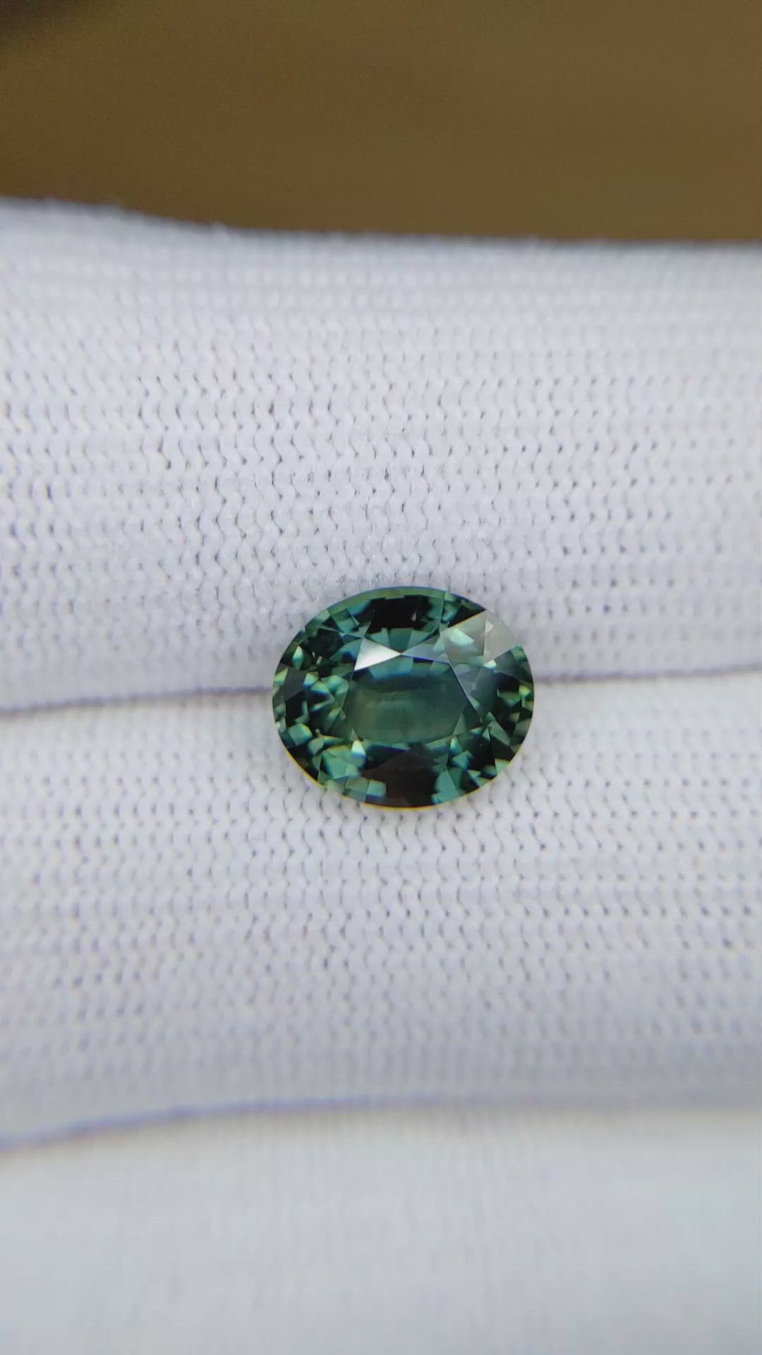 4.05 Ct. Bluish Green Sapphire from Madagascar Size Video