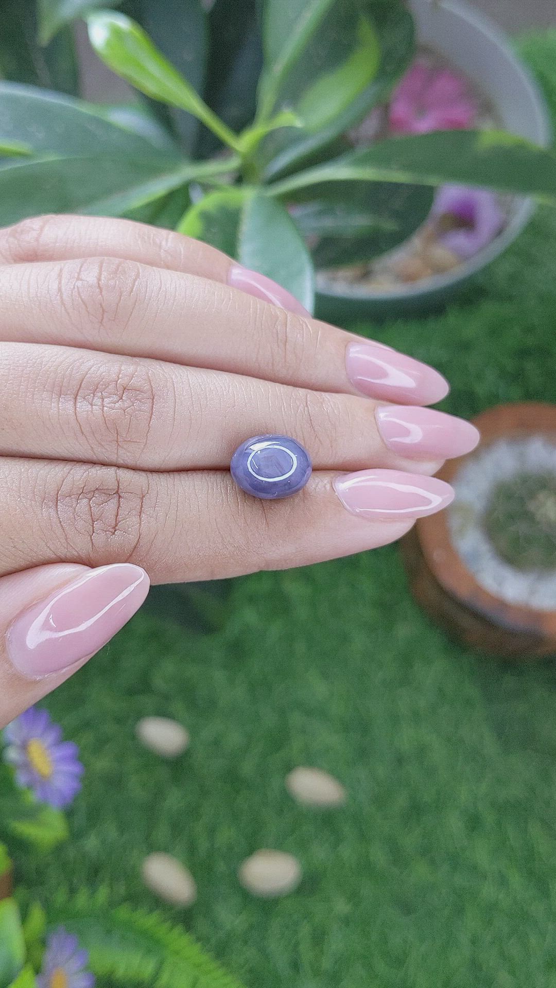 8.75 Ct. Bluish Grey Star Sapphire from Ceylon (Sri Lanka) Size Video