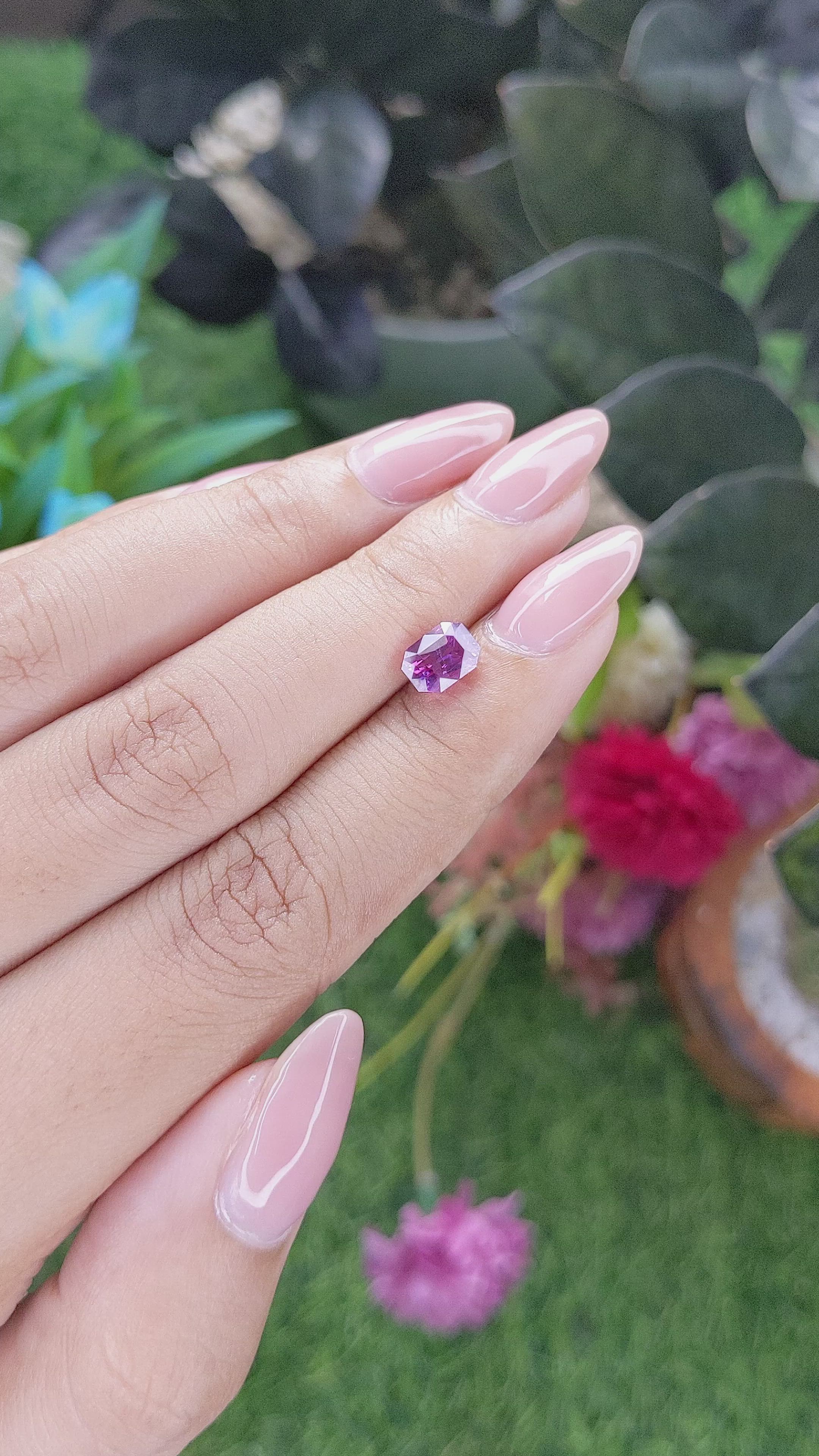 1.61 Ct. Purplish Pink Sapphire from Madagascar Size Video