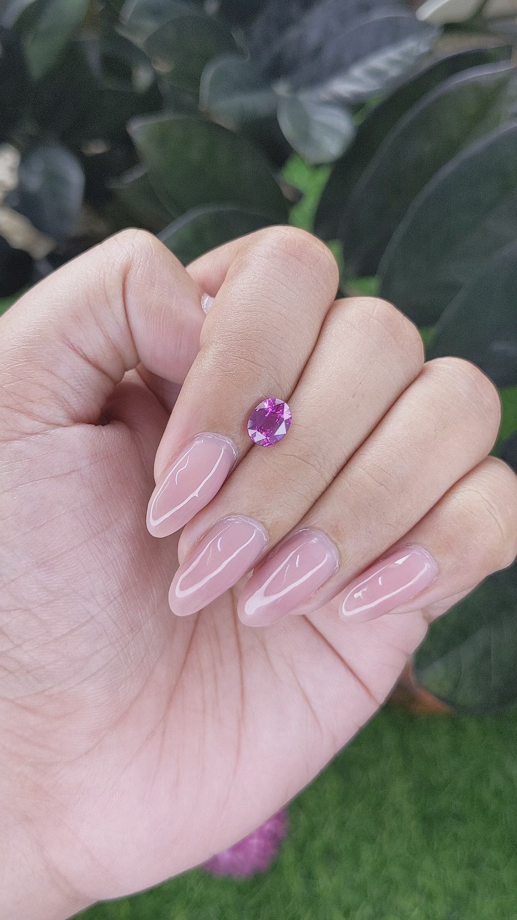 1.12 Ct. Purplish Pink Sapphire from Madagascar Size Video