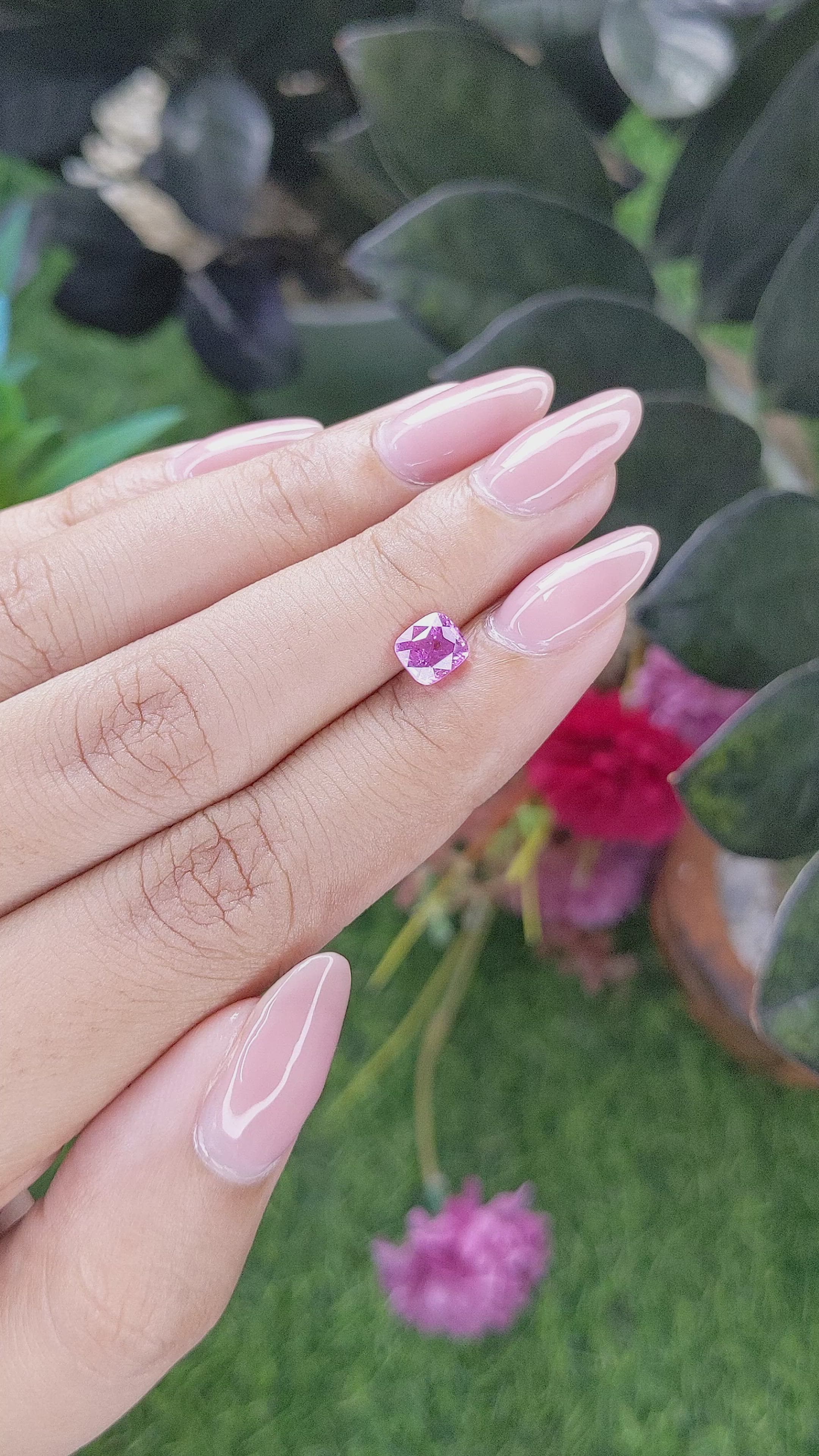 1.07 Ct. Purplish Pink Sapphire from Madagascar Size Video