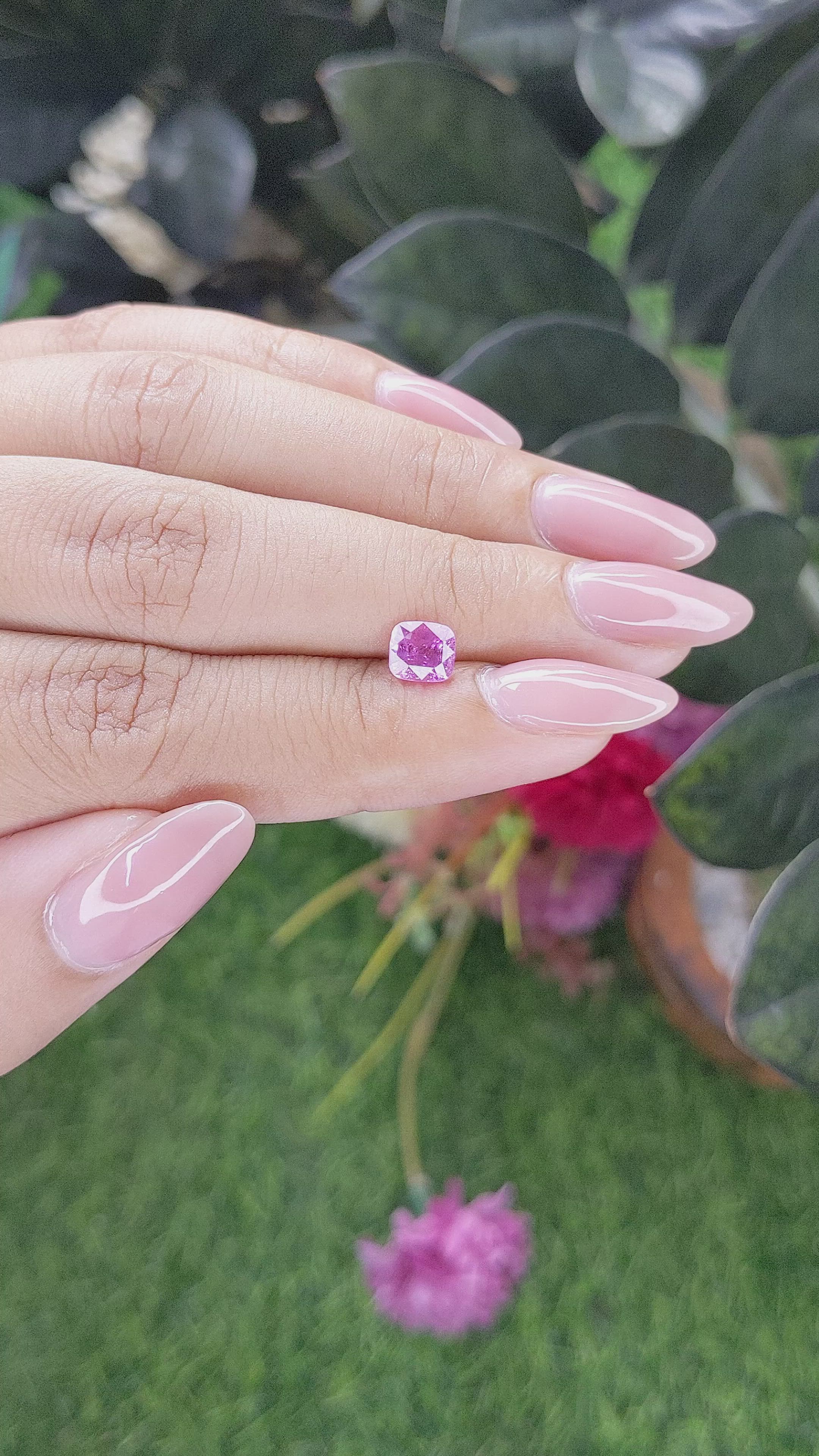 1.07 Ct. Purplish Pink Sapphire from Madagascar Size Video
