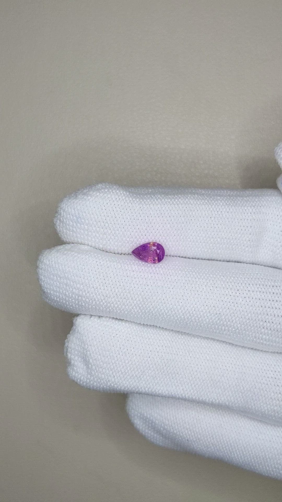 0.67 Ct. Purplish Pink Sapphire from Ceylon (Sri Lanka) Size Video